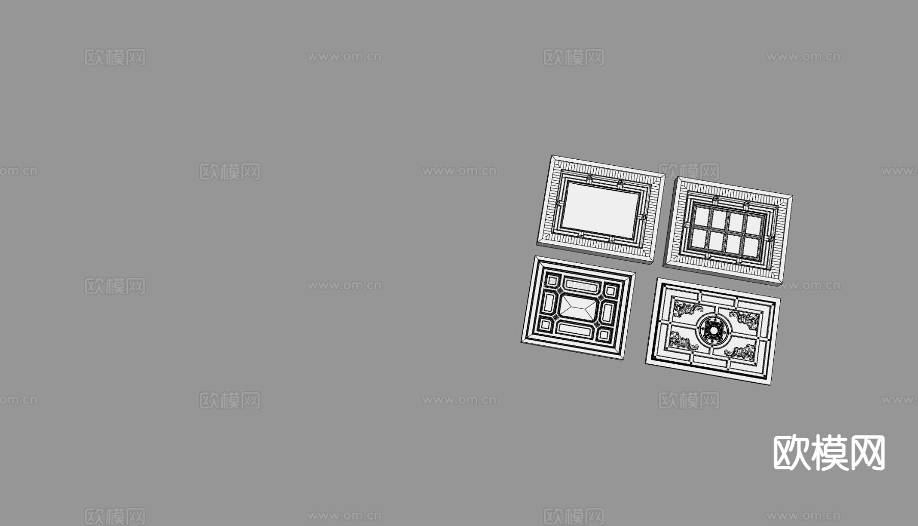 欧式吊顶 造型吊顶 天花su模型