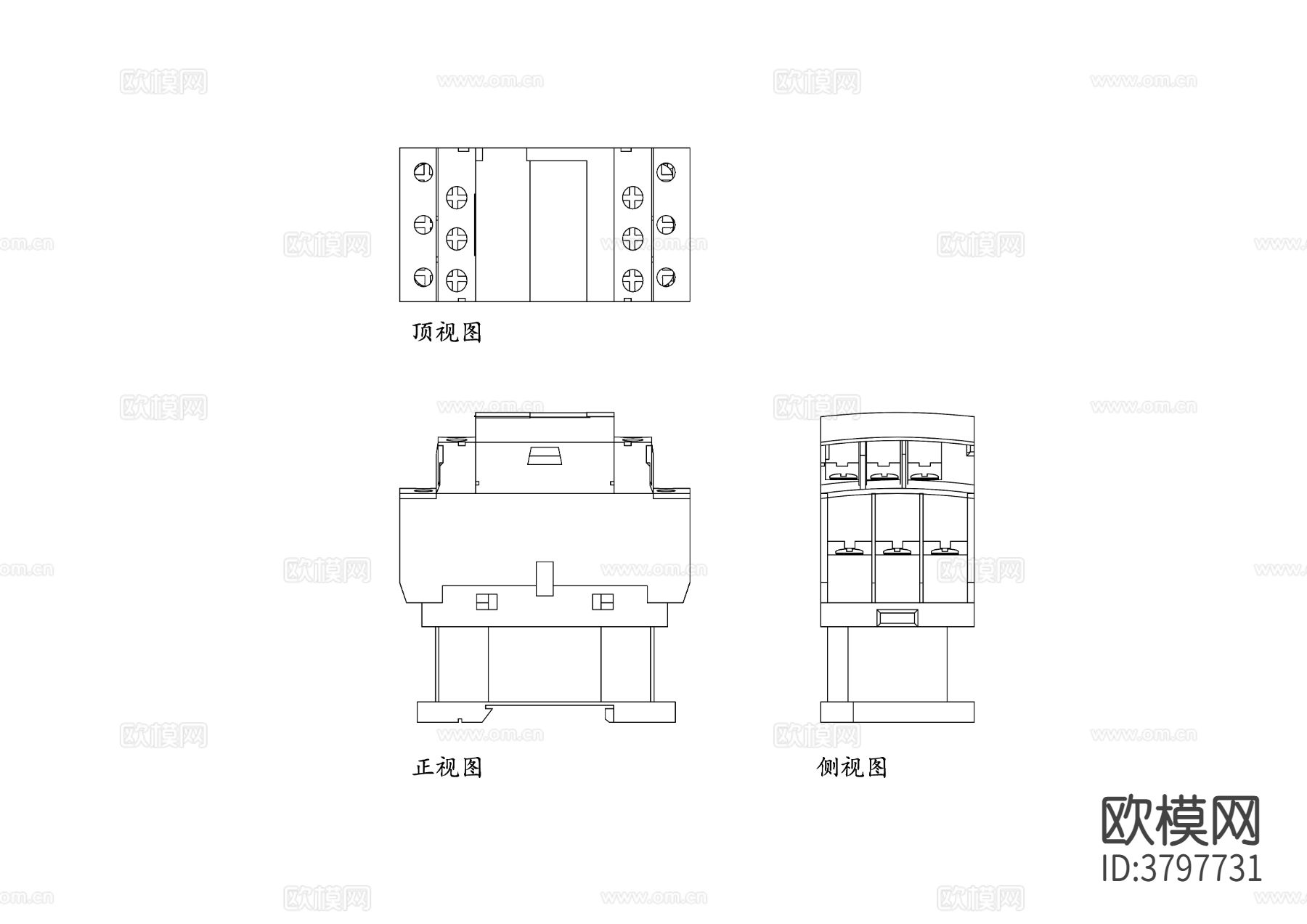 电磁接触器平面图 接触器结构图 接触器设计图 电气布局图cad大样图下载