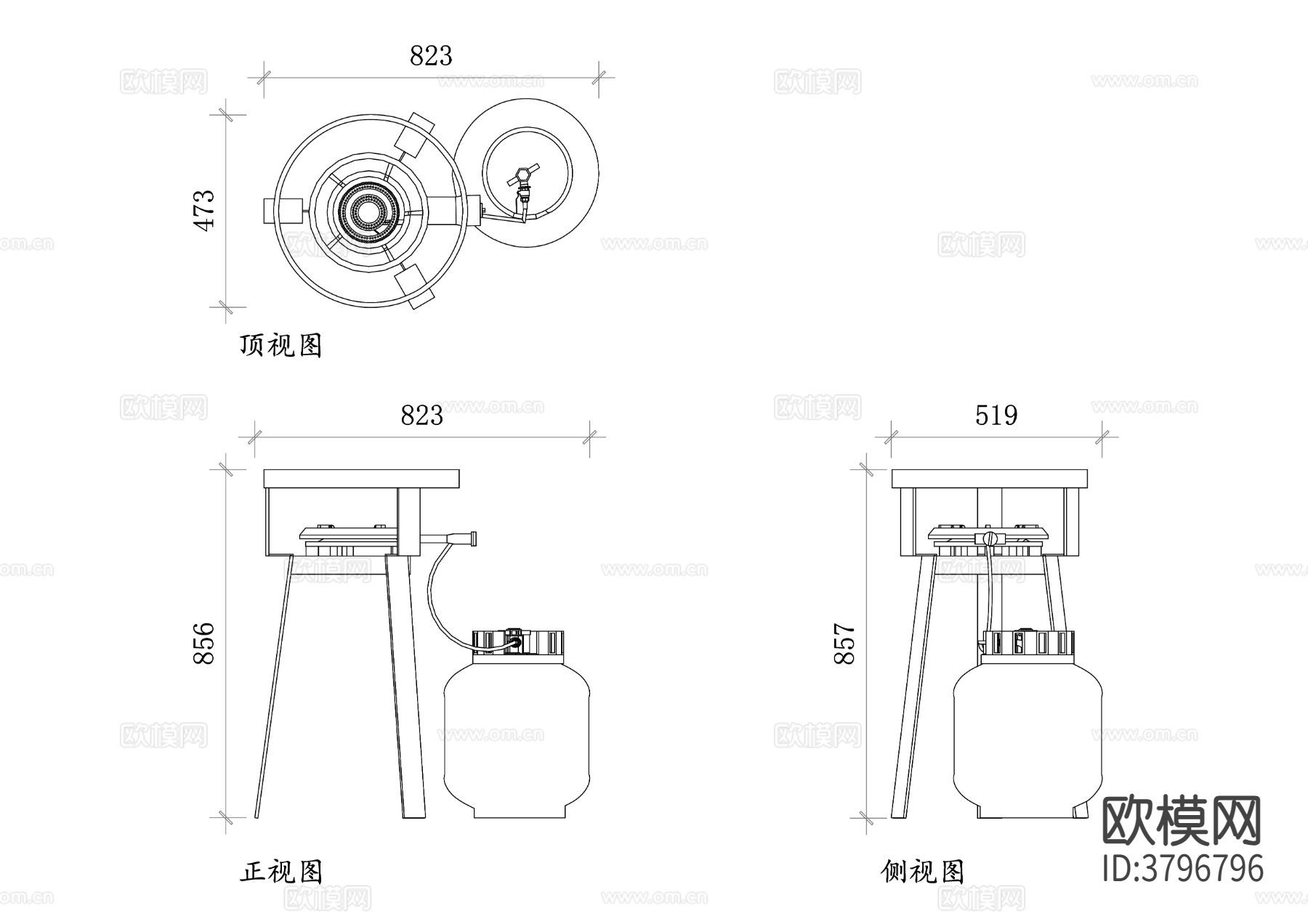 丙烷炊具cad图库