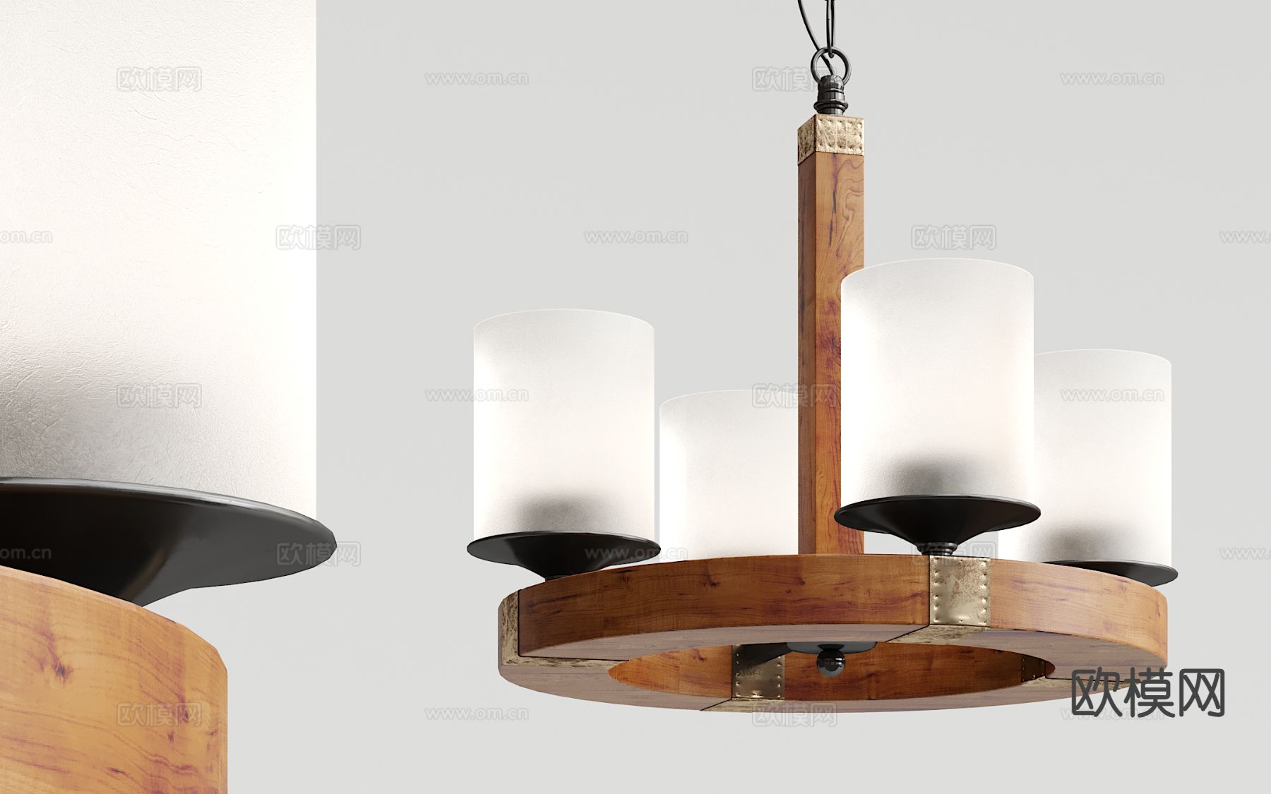 工业风 实木吊灯3d模型下载