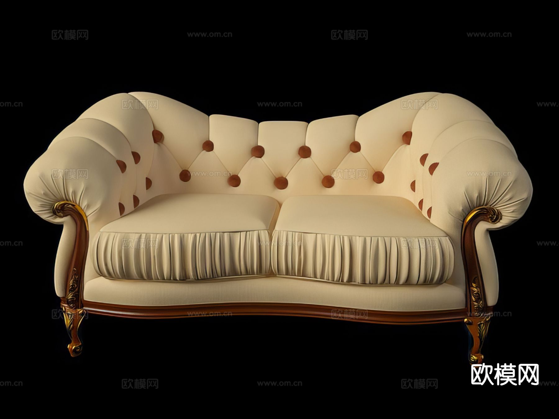 美式沙发 皮革双人沙发3d模型下载