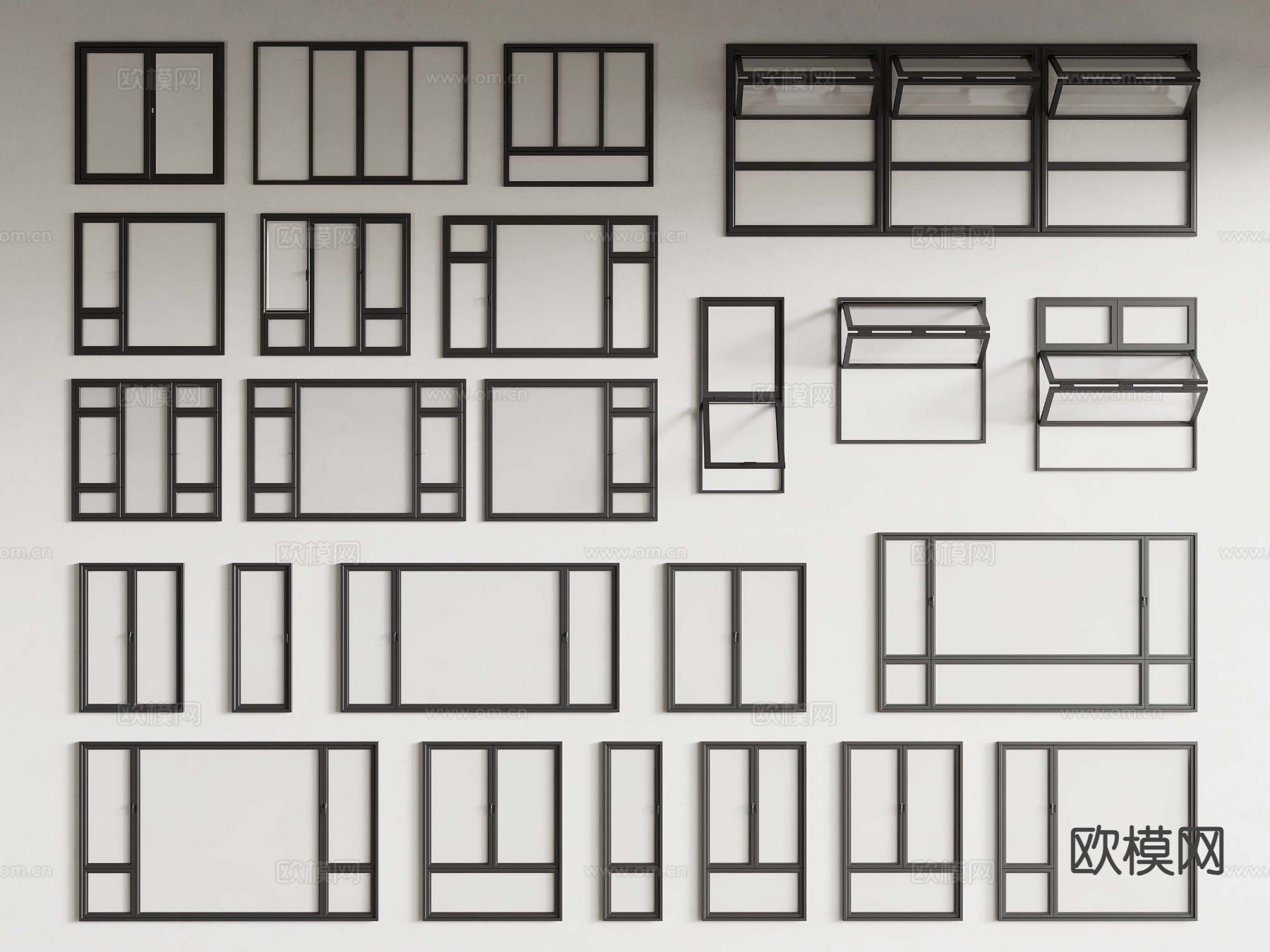 现代窗户 折叠窗 平开窗3d模型