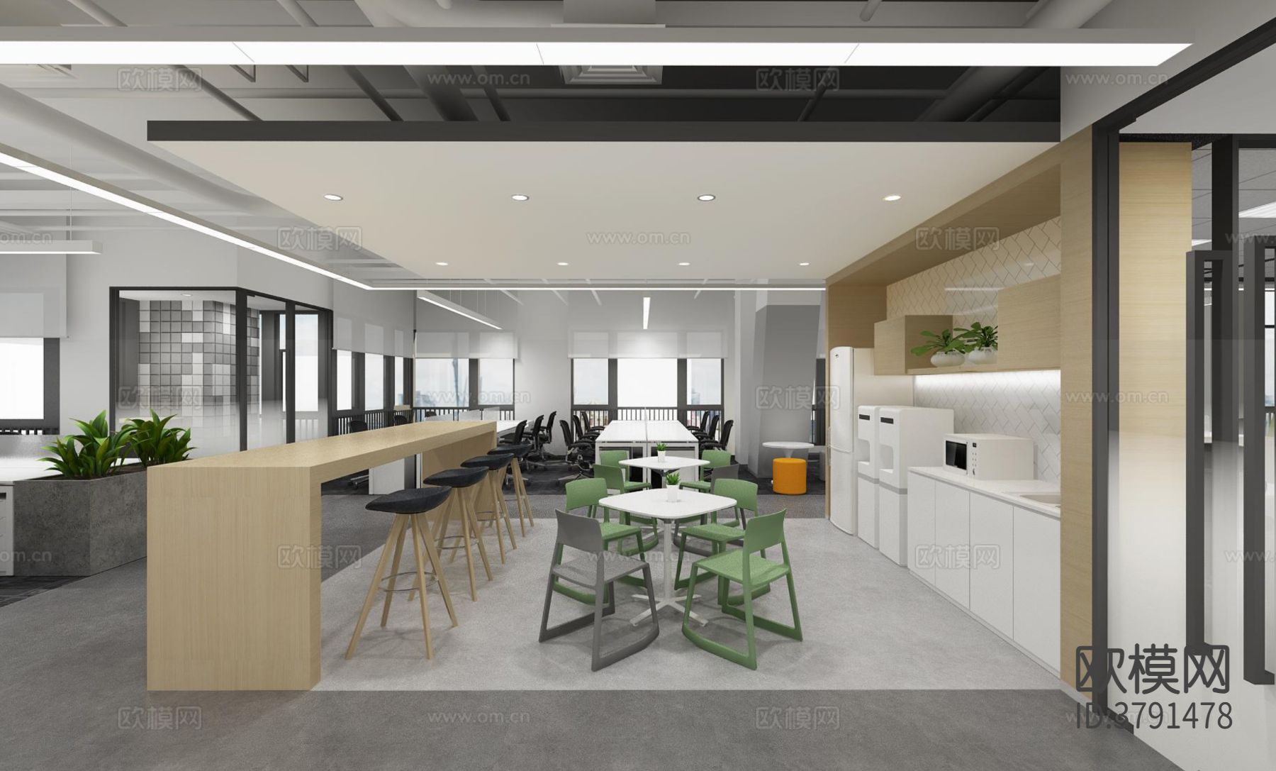 深圳研发办公室CAD施工图下载（渲染图1）