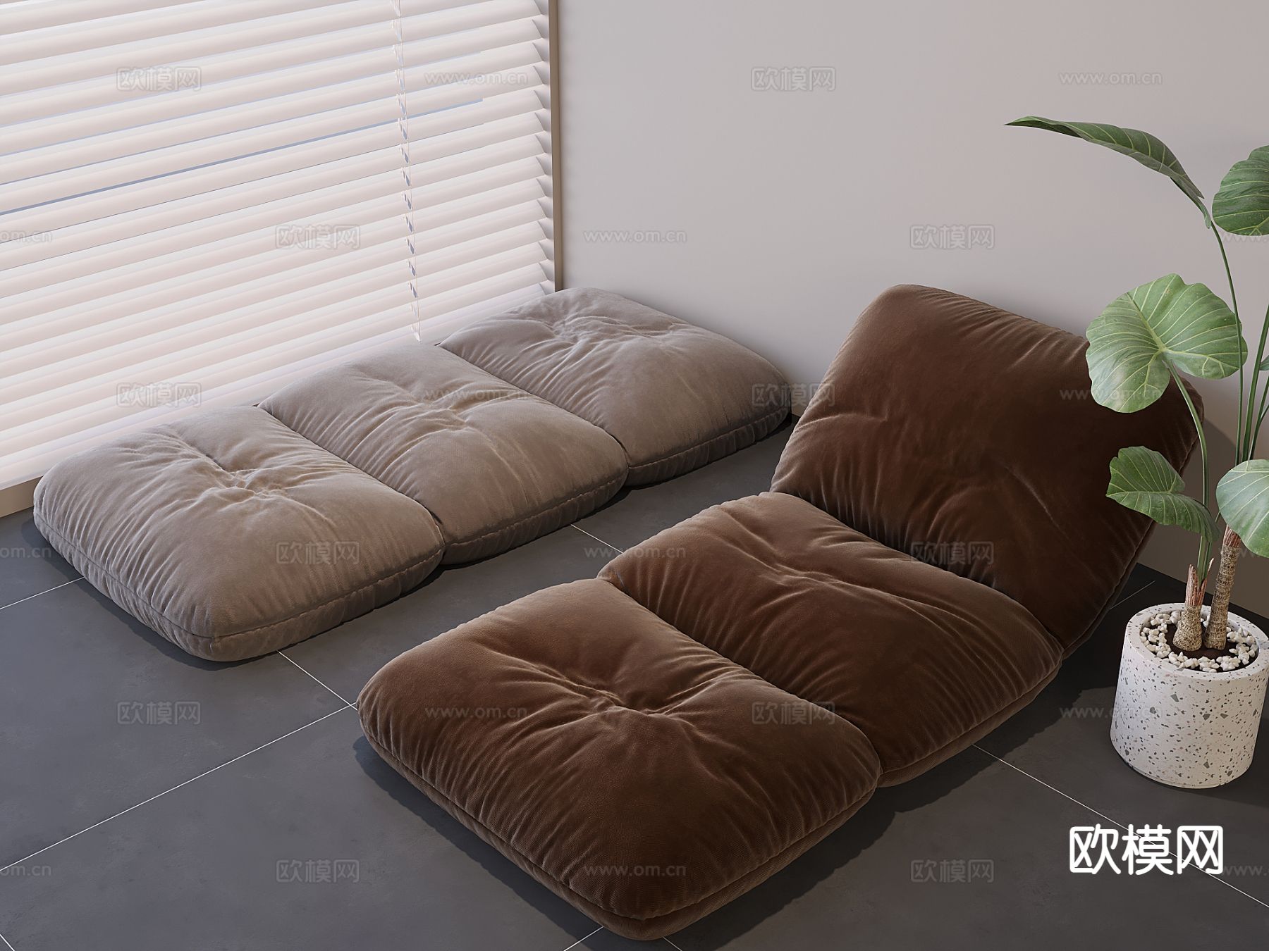 榻榻米坐垫su模型下载（渲染图2）
