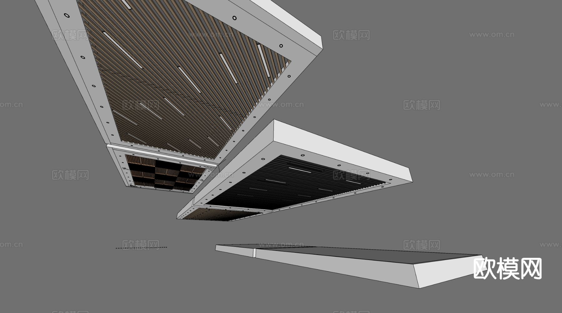 铝方通吊顶 格栅吊顶 木格栅天花su模型