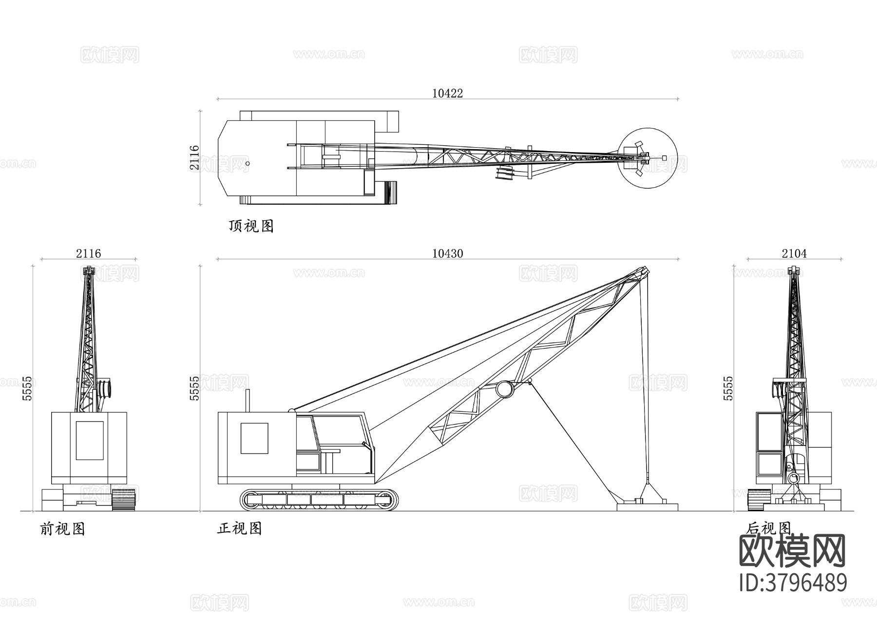 现代履带式起重机cad图库下载