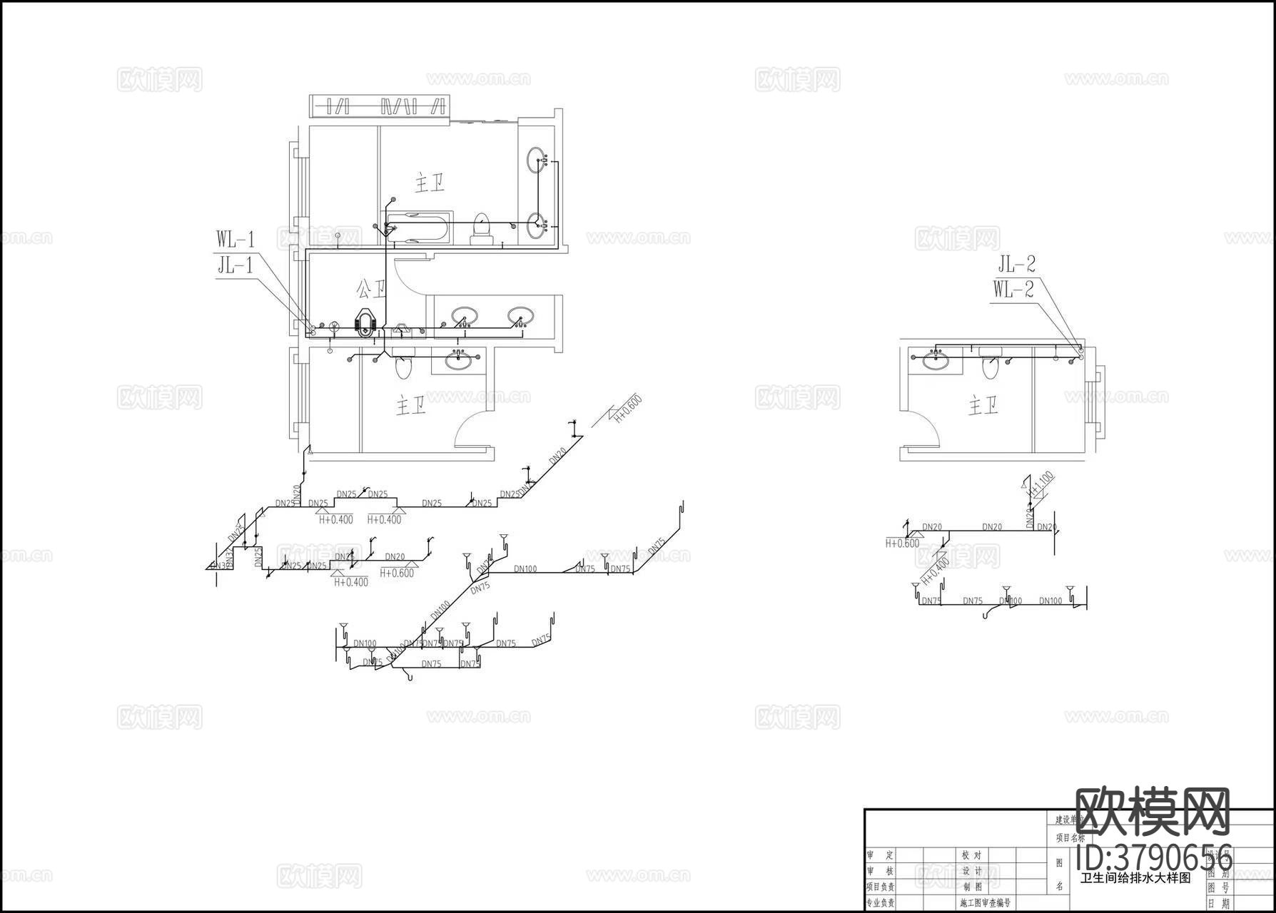 别墅给排水设计CAD施工图下载（渲染图5）