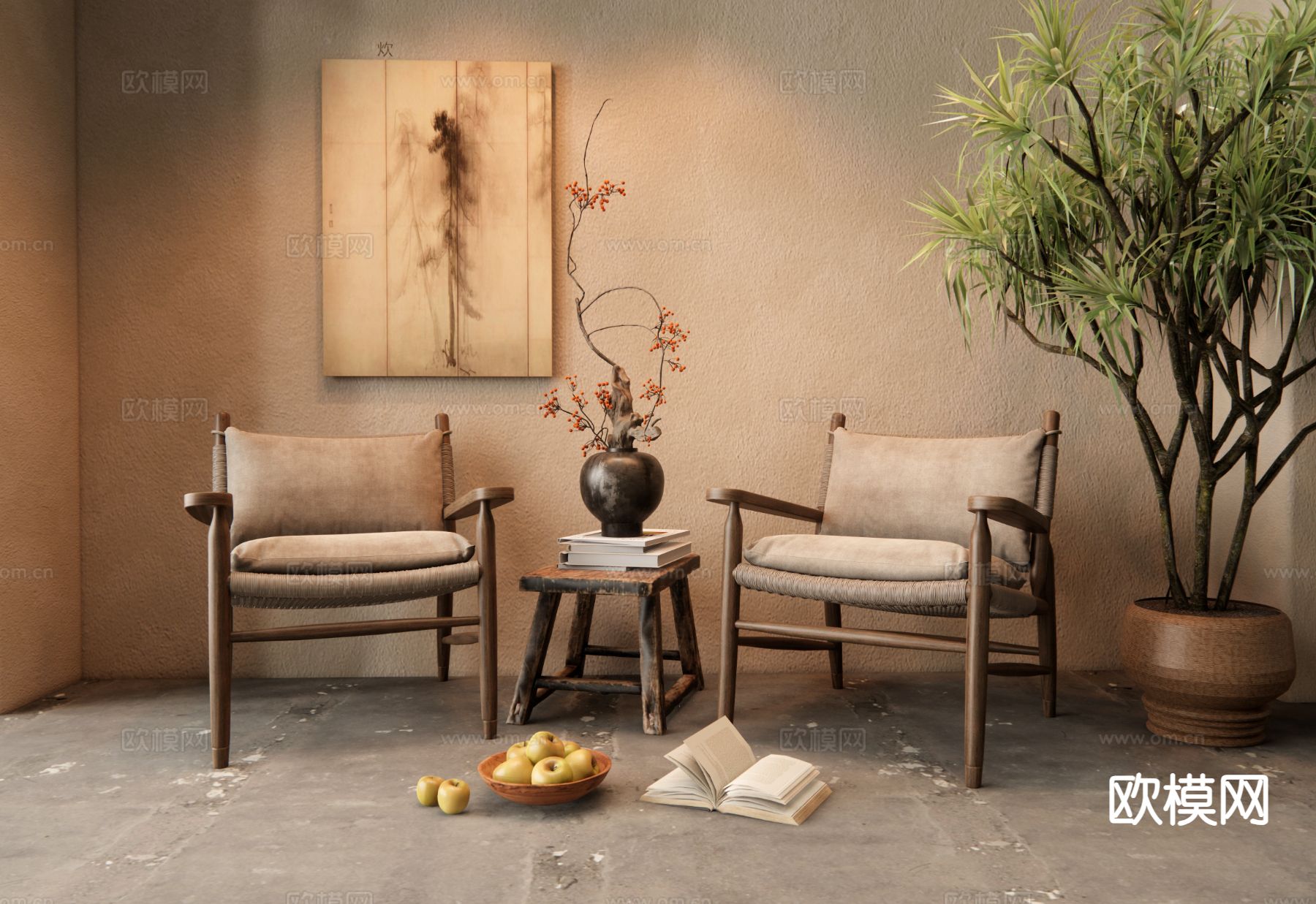 侘寂椅子 休闲椅3d模型下载