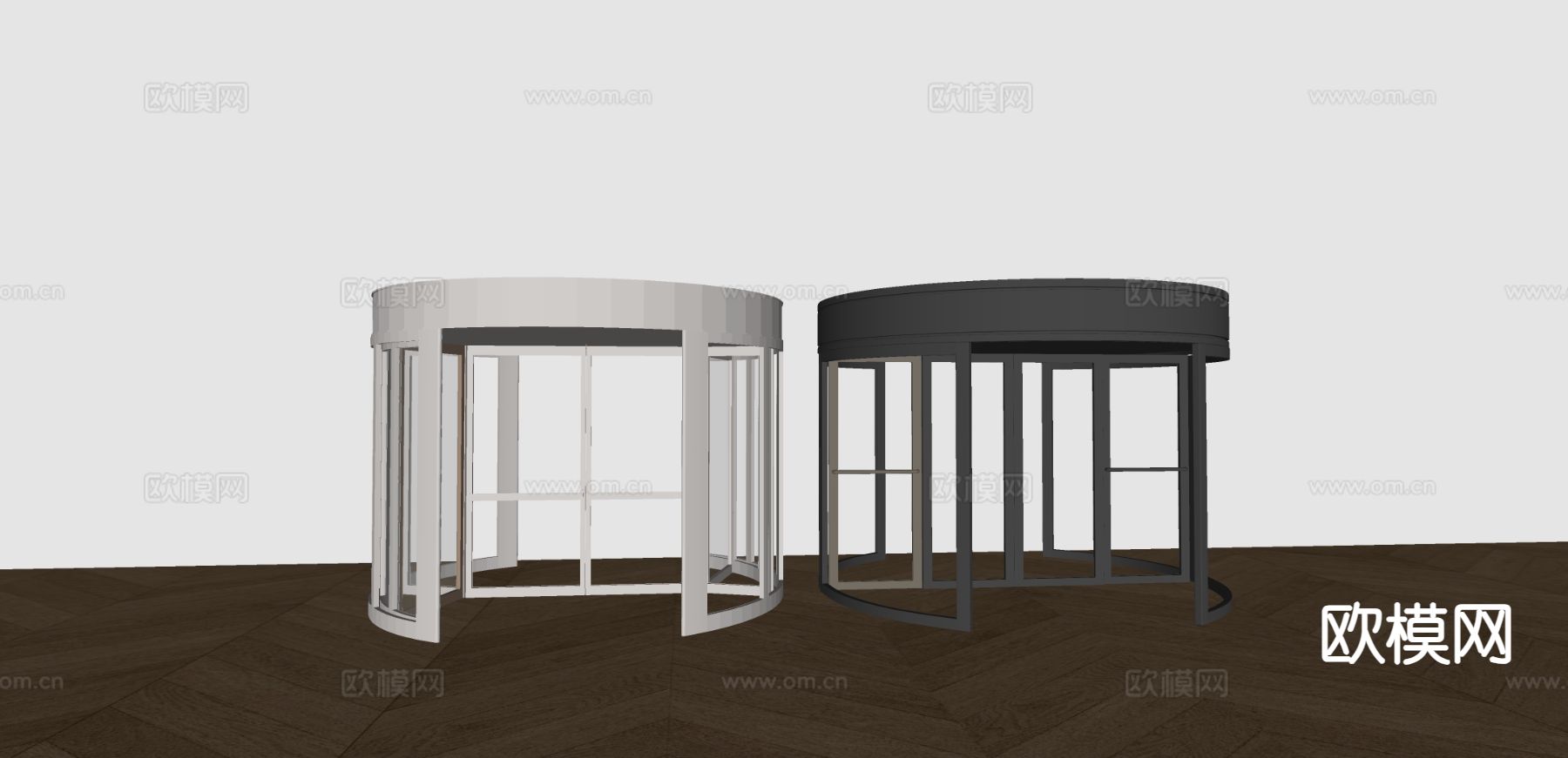 酒店旋转门 自动门 感应门su模型