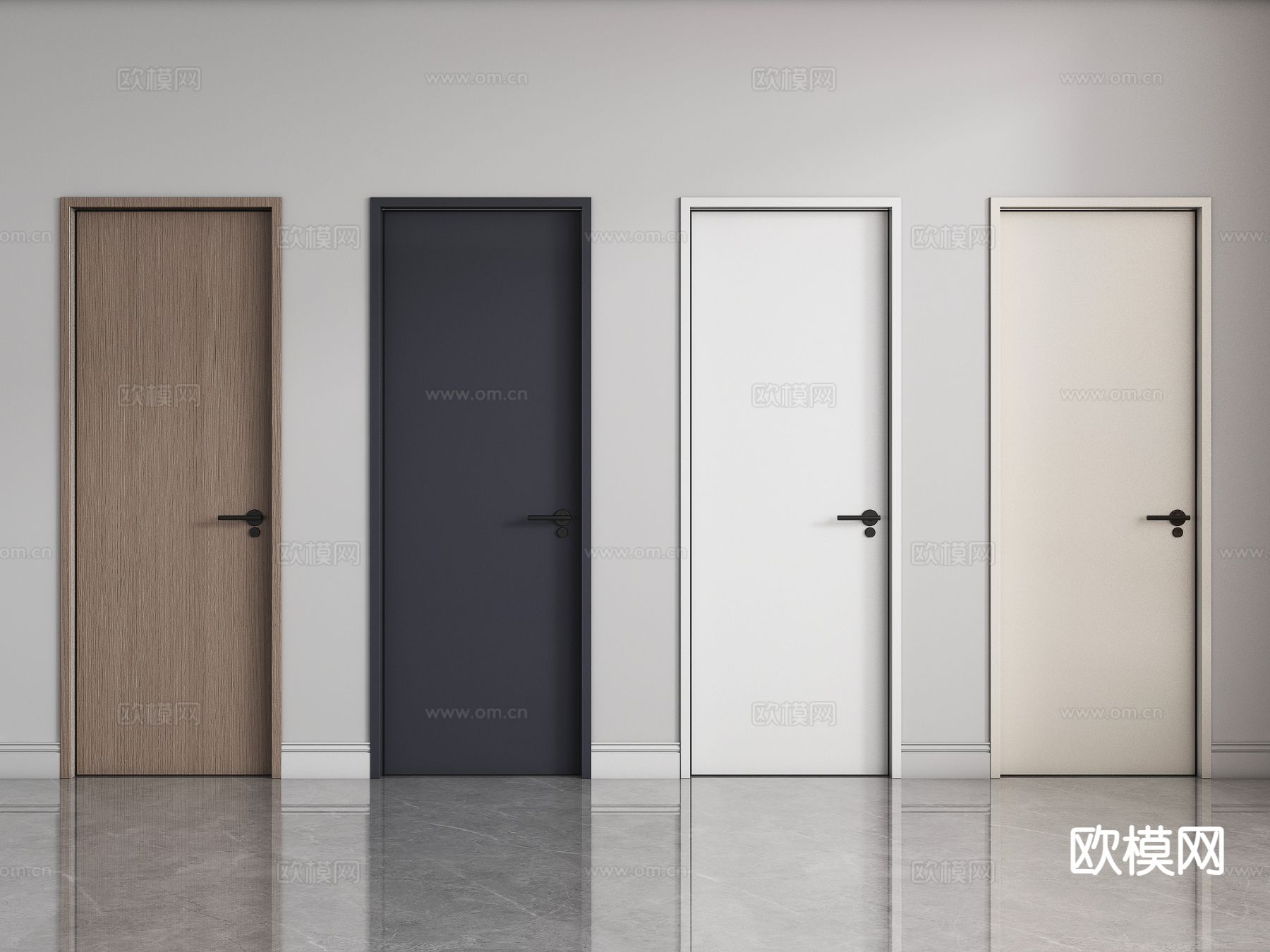 现代单开门 房门 木门 烤漆门3d模型下载