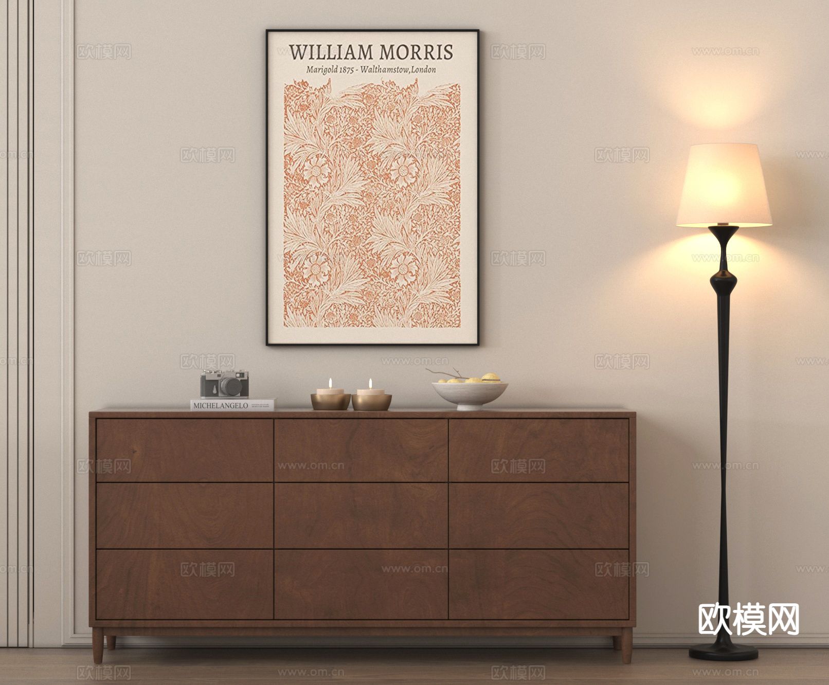 中古风边柜 斗柜 玄关柜 储物柜3d模型下载