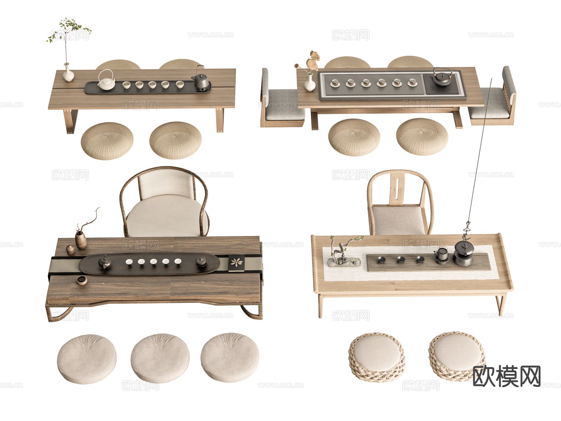 日式茶桌 榻榻米茶台su模型