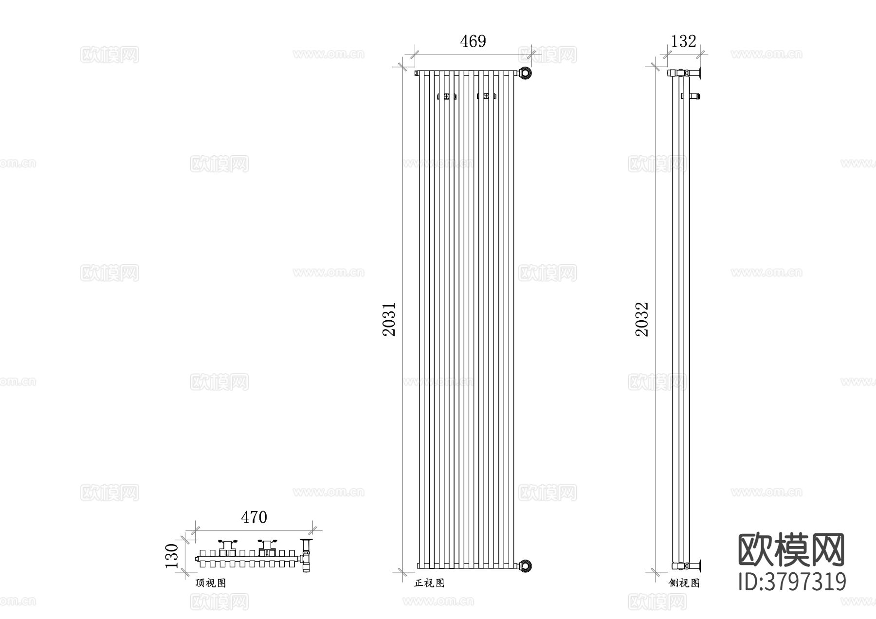 垂直散热器cad图库下载