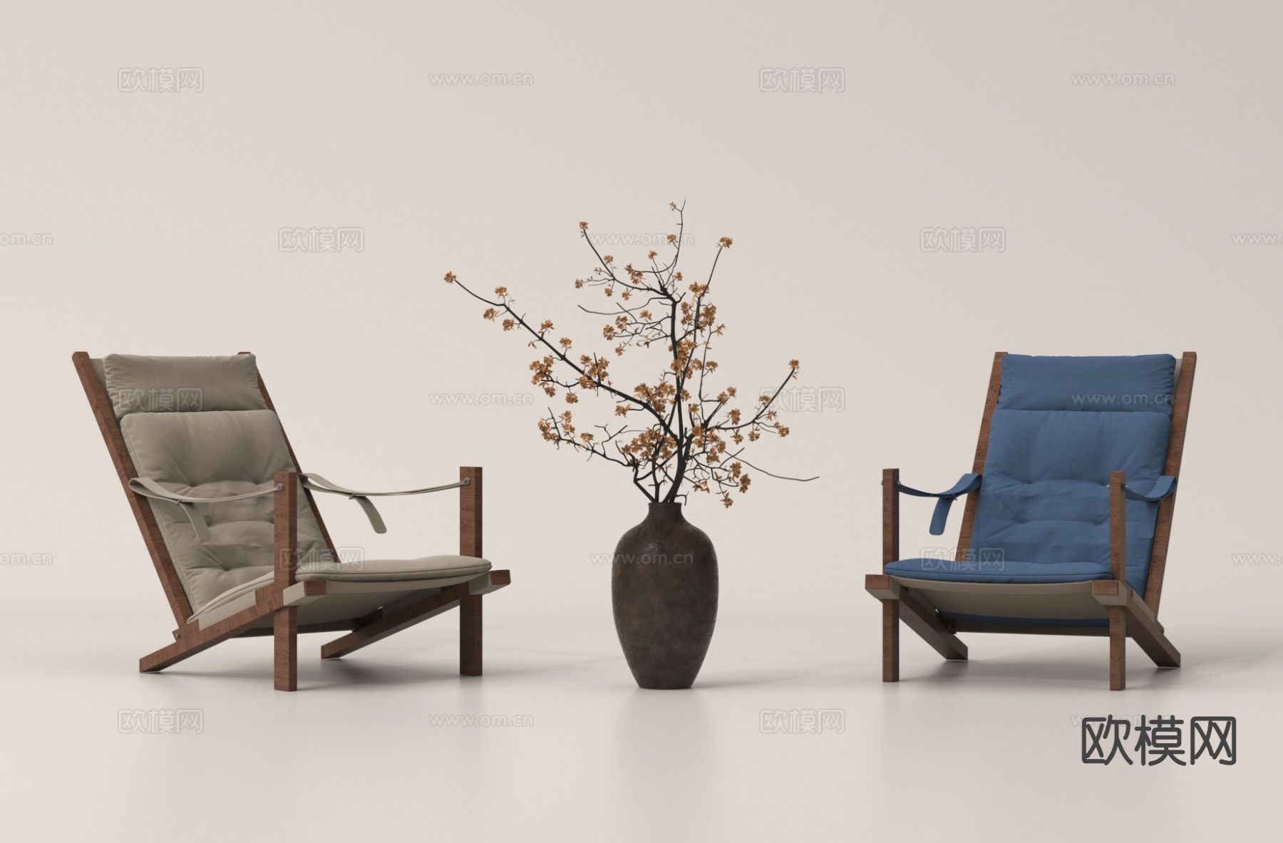侘寂休闲椅su模型下载（渲染图2）