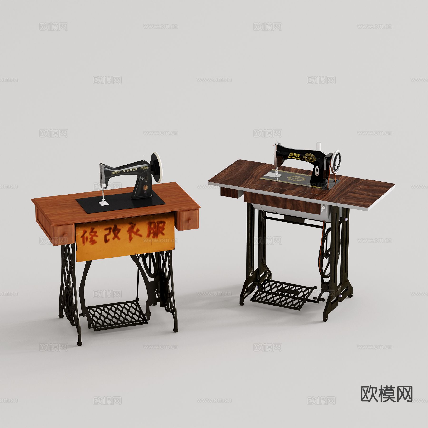 老式缝纫机 脚踏缝纫机3d模型下载