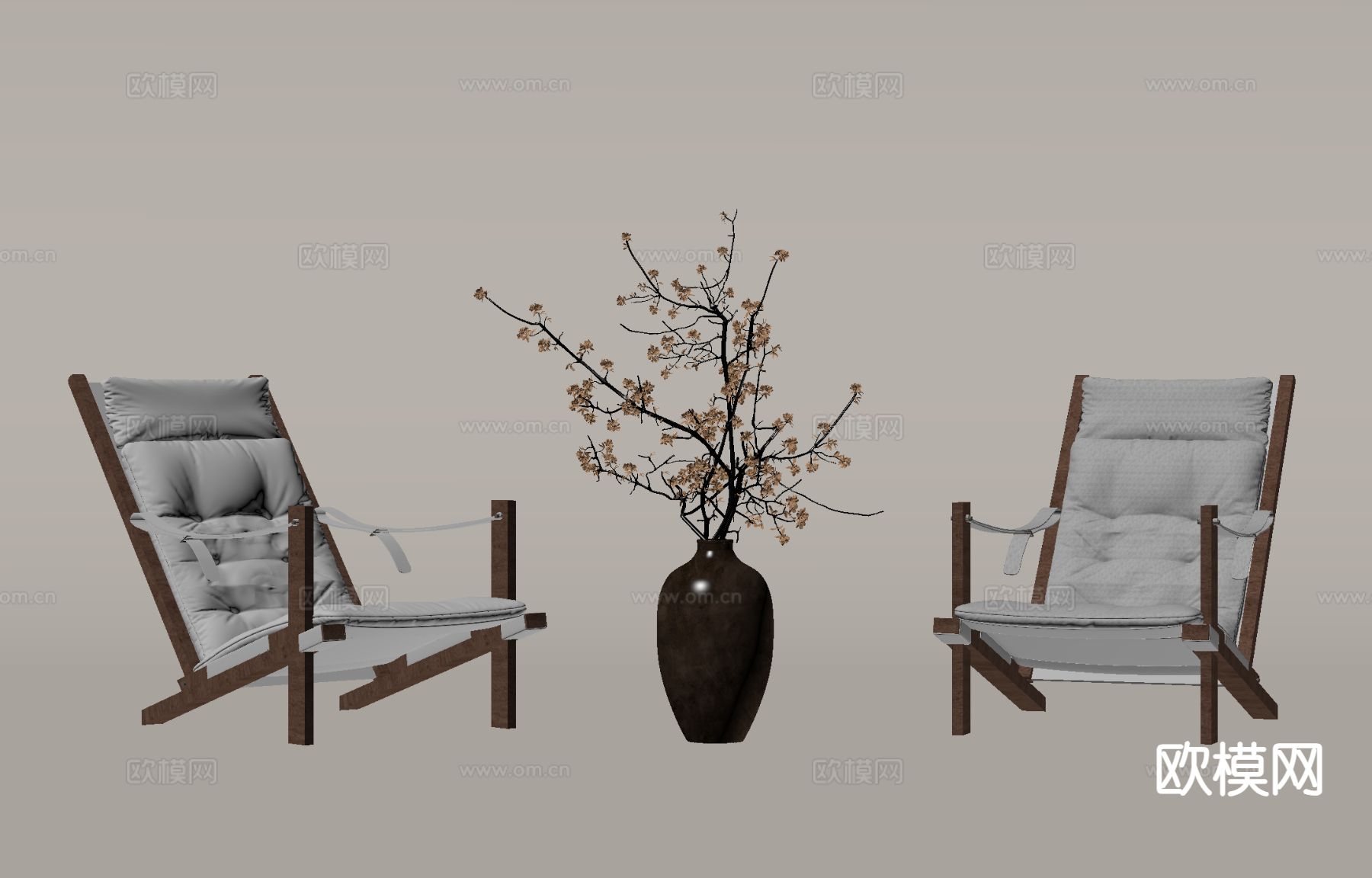 侘寂休闲椅su模型下载（渲染图1）