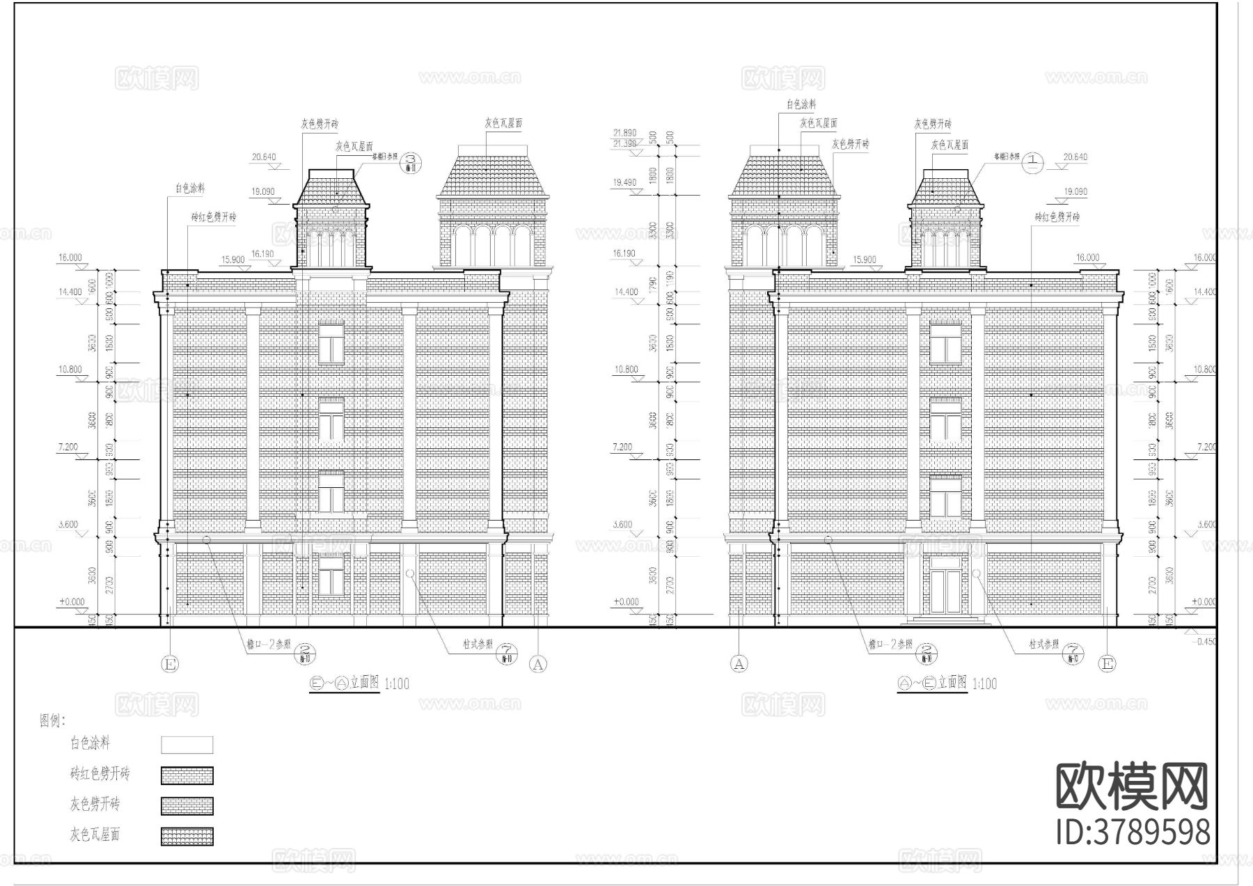 五层砖混小学教学楼改造CAD施工图