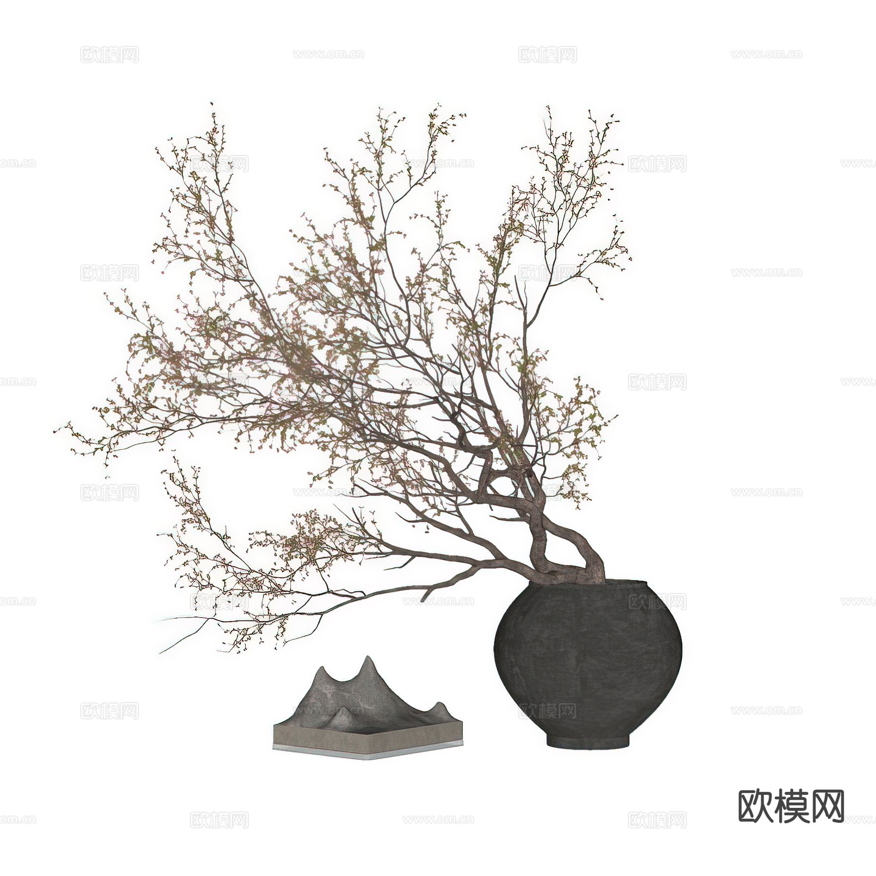 现代花瓶 花艺 干花 插花su模型