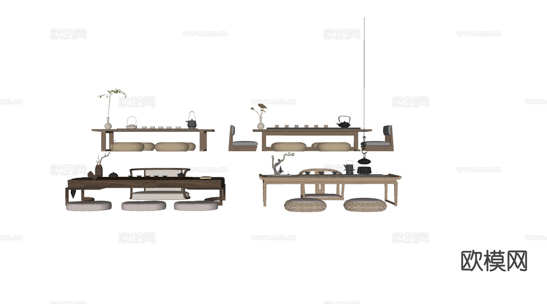 日式茶桌 榻榻米茶台su模型