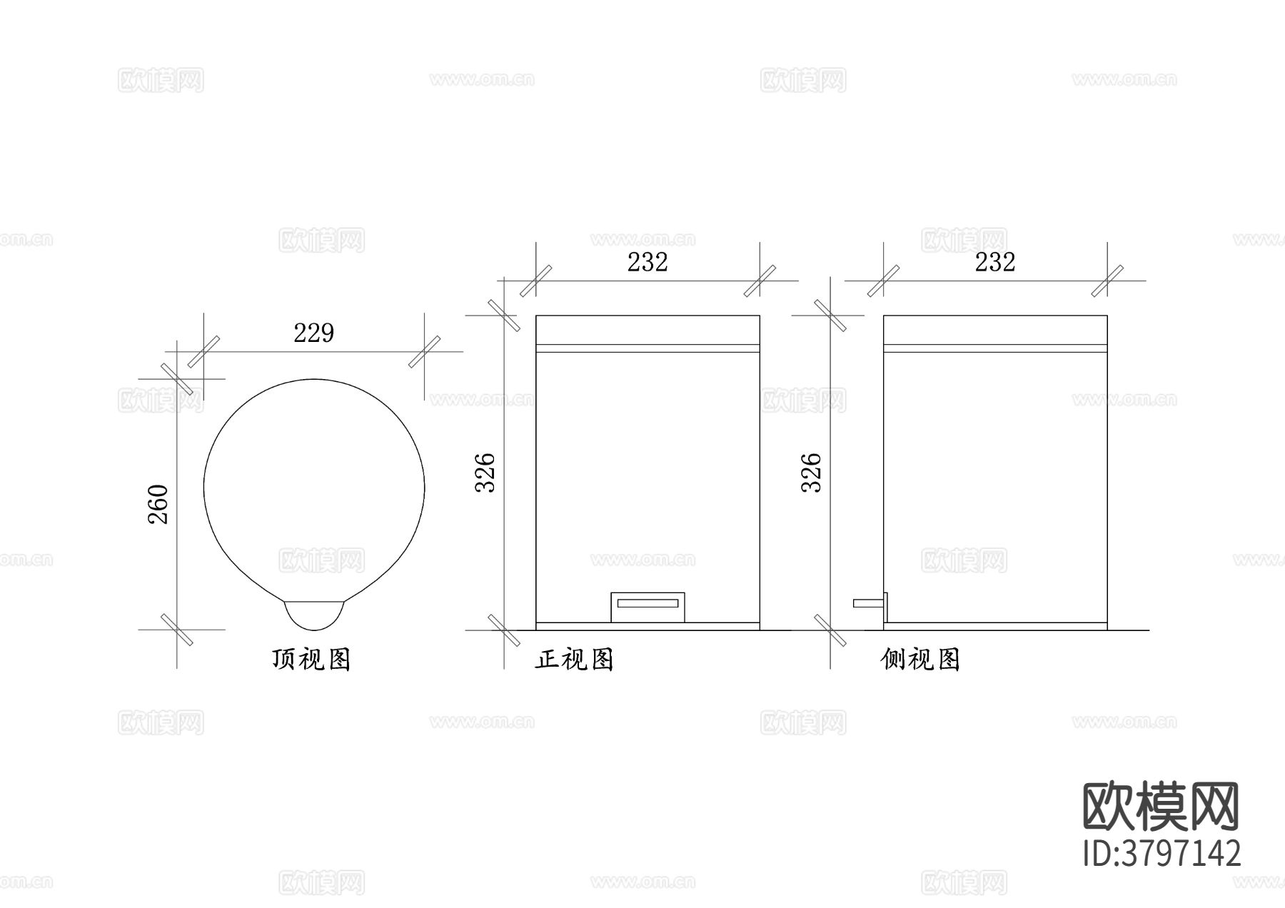 厕所垃圾桶cad图库