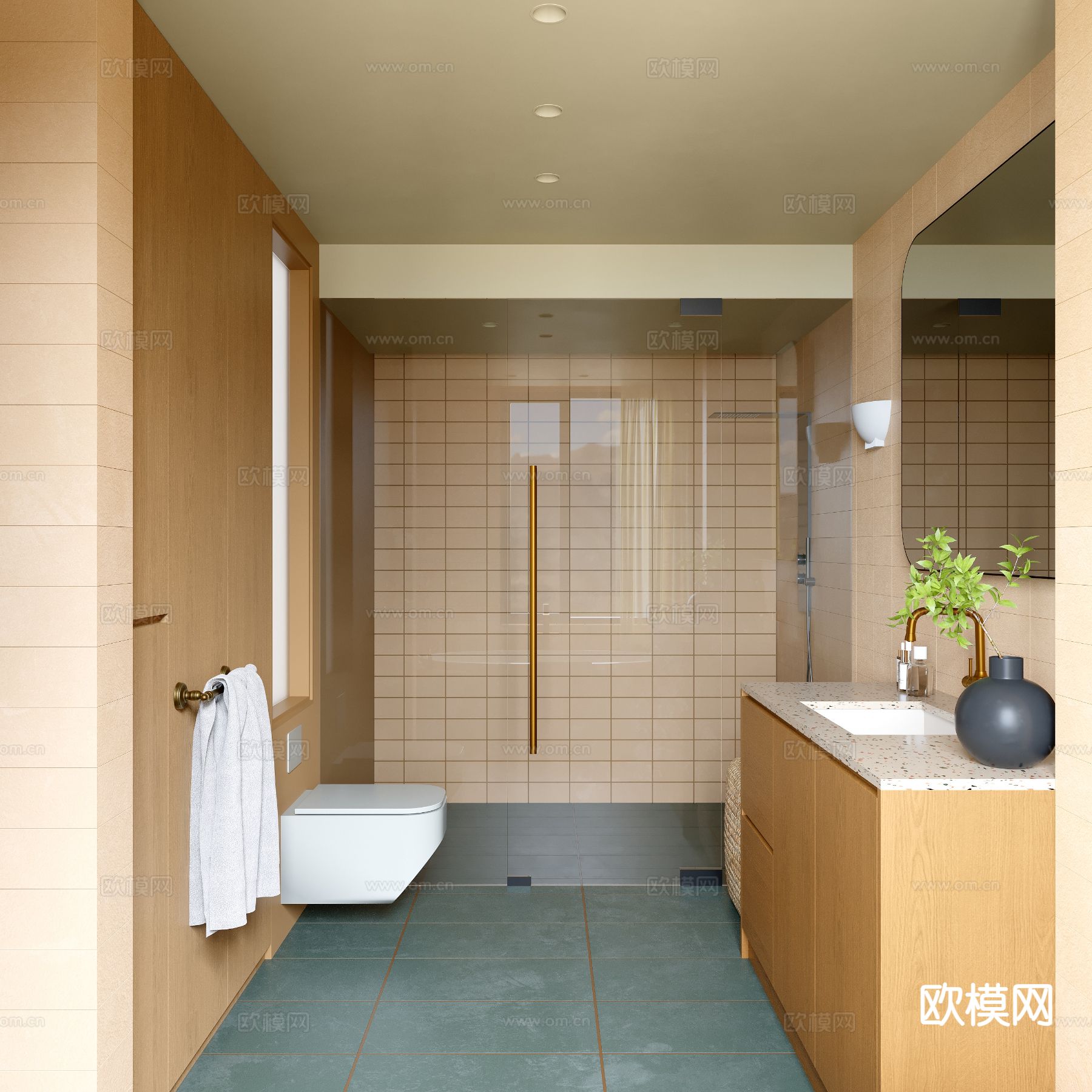 北欧卫生间 浴室su模型下载（渲染图3）