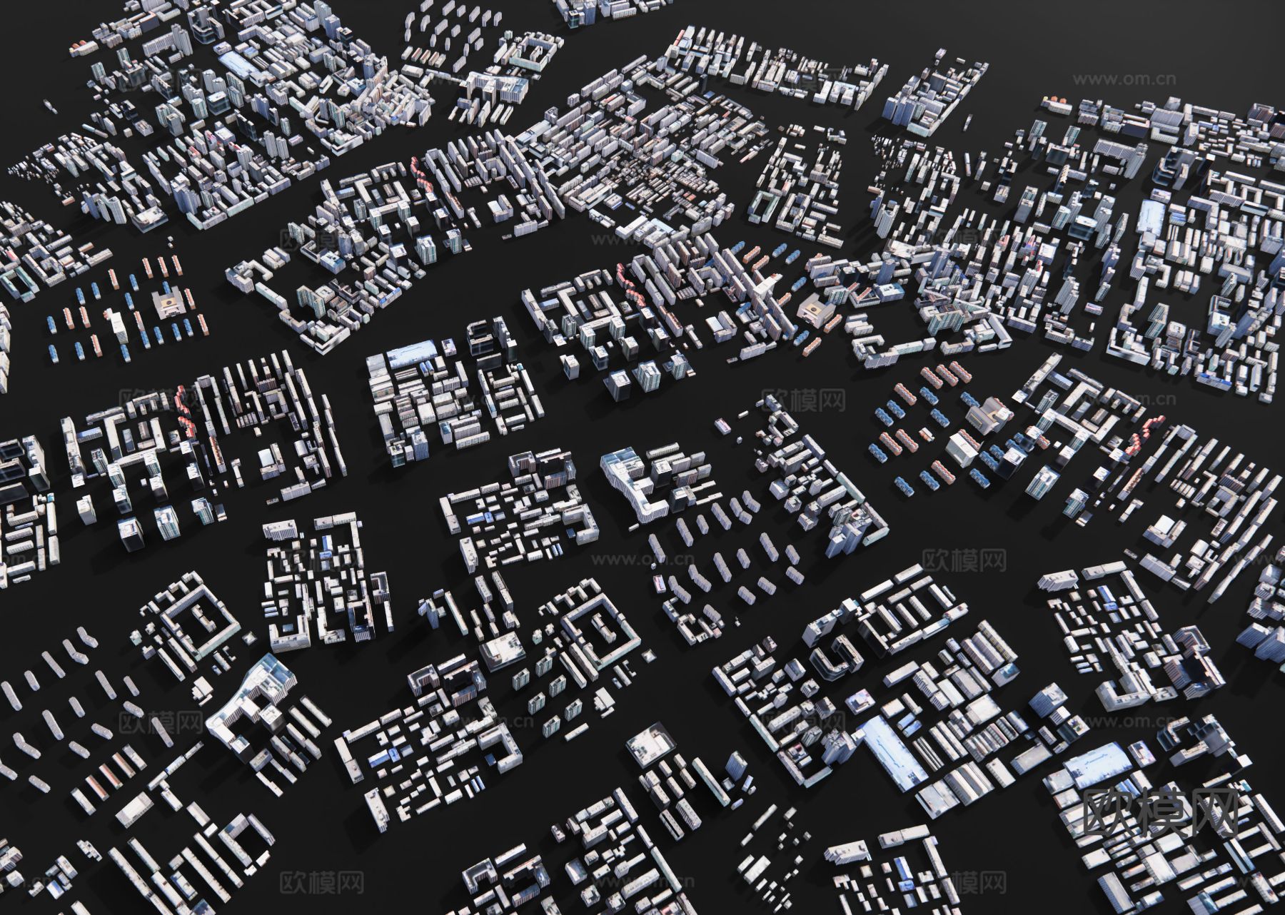 城市鸟瞰 简模 建筑配楼3d模型