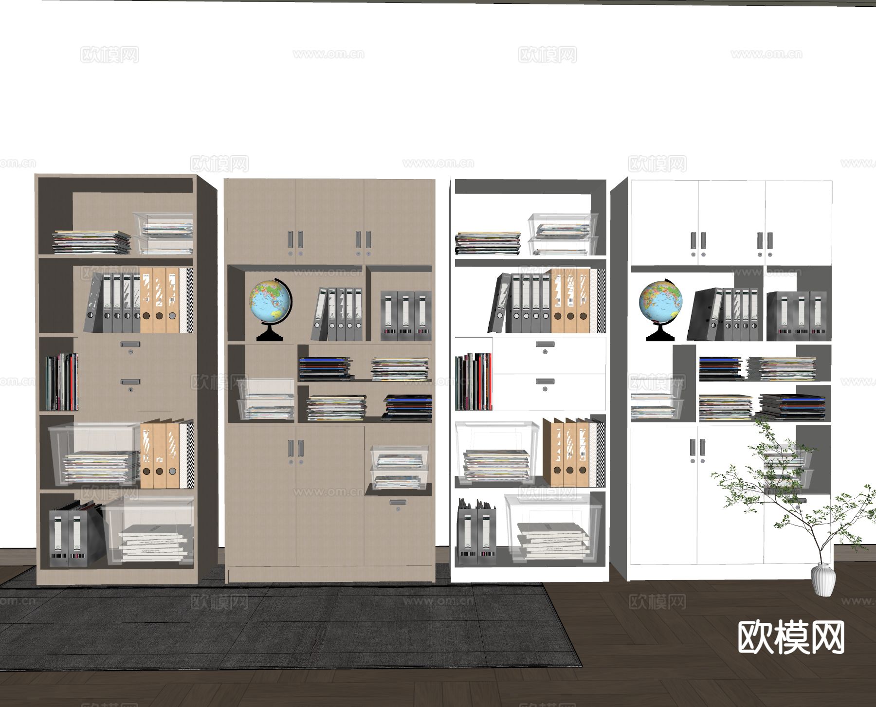 现代文件柜 储物柜 档案柜su模型