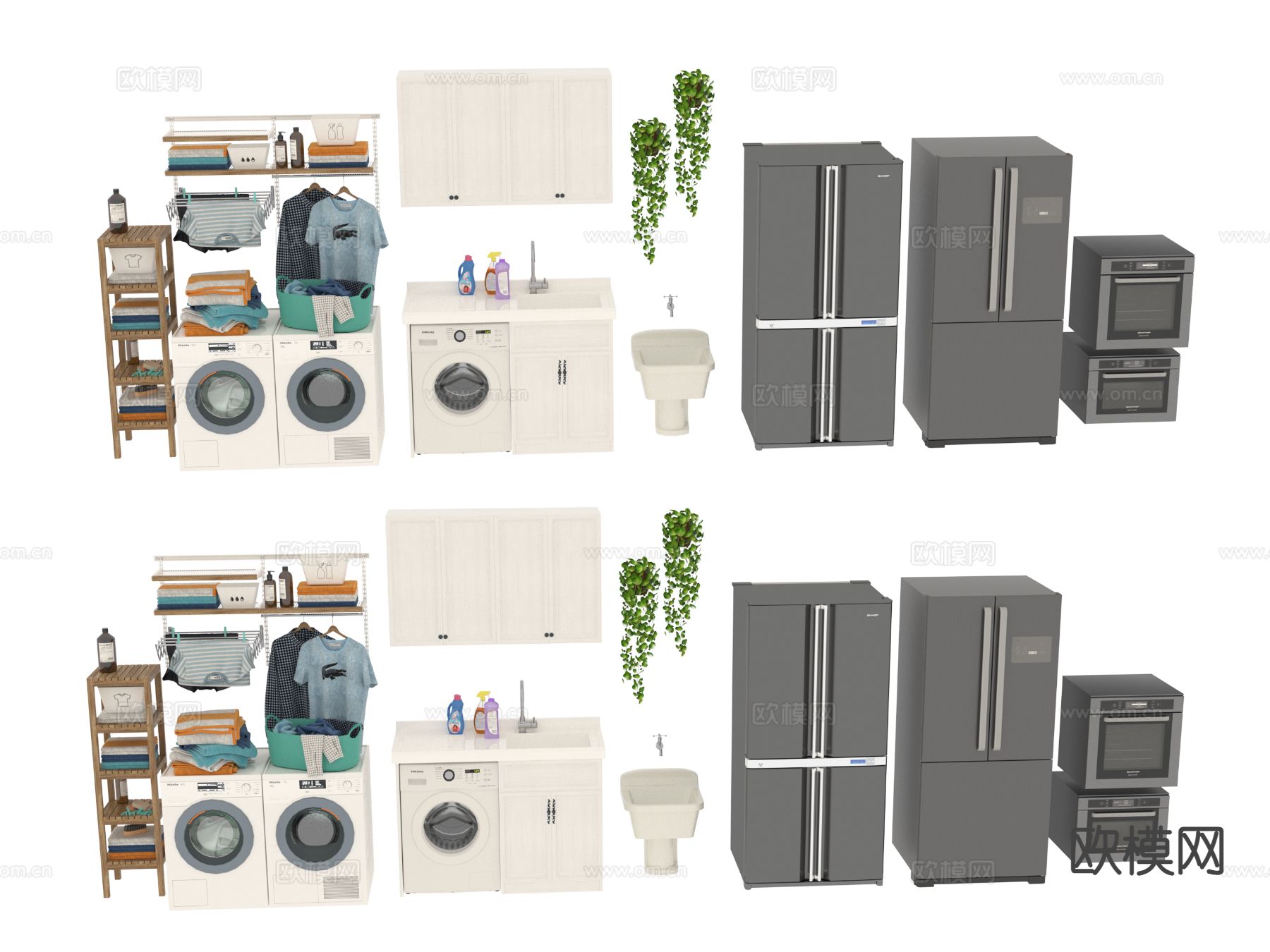 洗衣机 电冰箱 洗衣柜 烤箱 家电3d模型