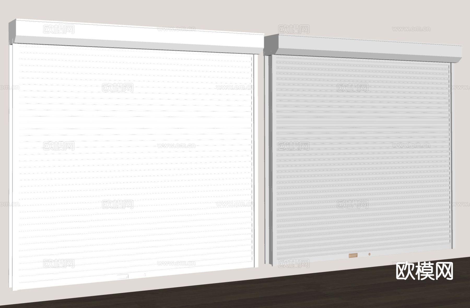 现代车库门 卷帘门 仓库门 店铺门su模型下载（渲染图1）