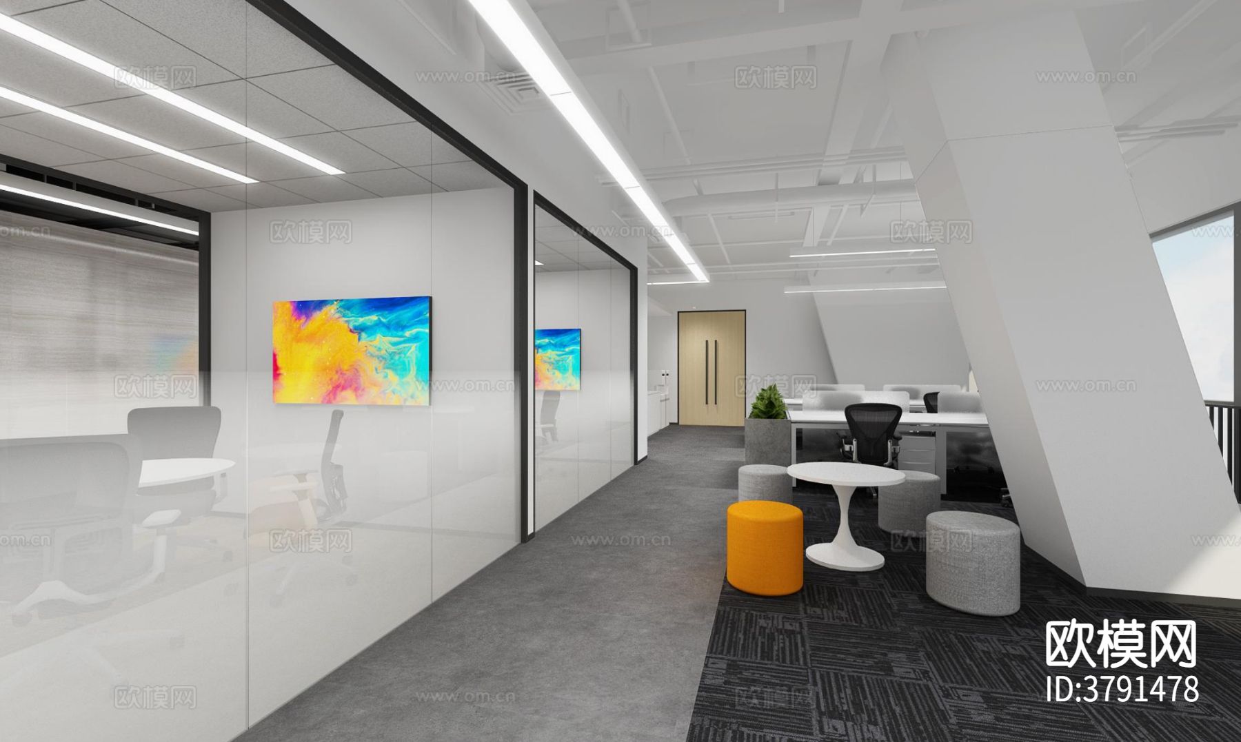 深圳研发办公室CAD施工图下载（渲染图4）