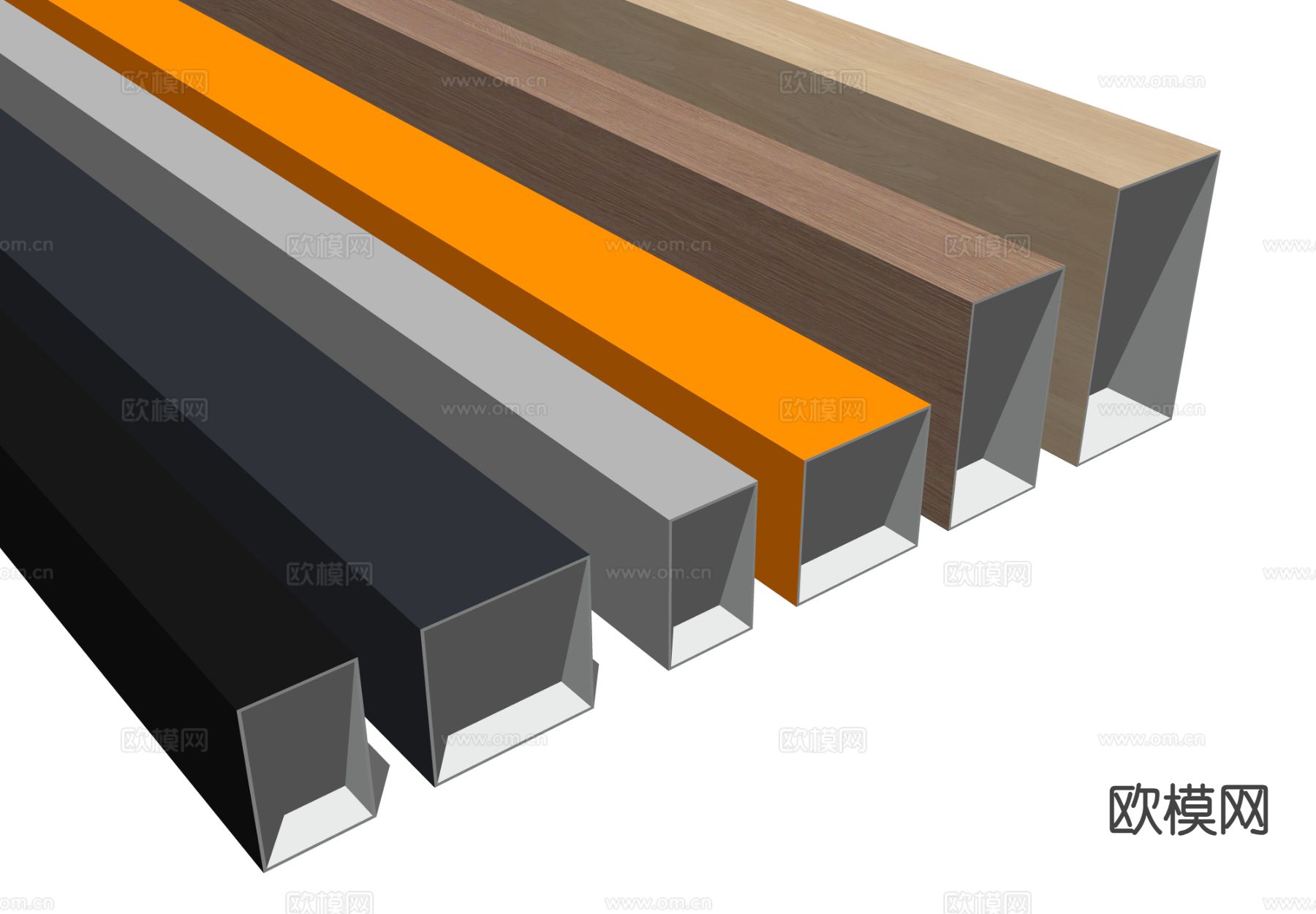 木纹铝方通 吊顶方通su模型