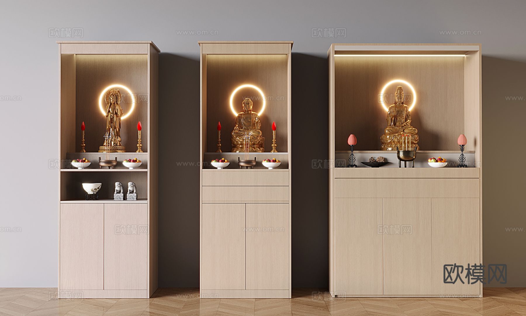 新中式佛龛 供奉台 祭台 神像柜3d模型下载