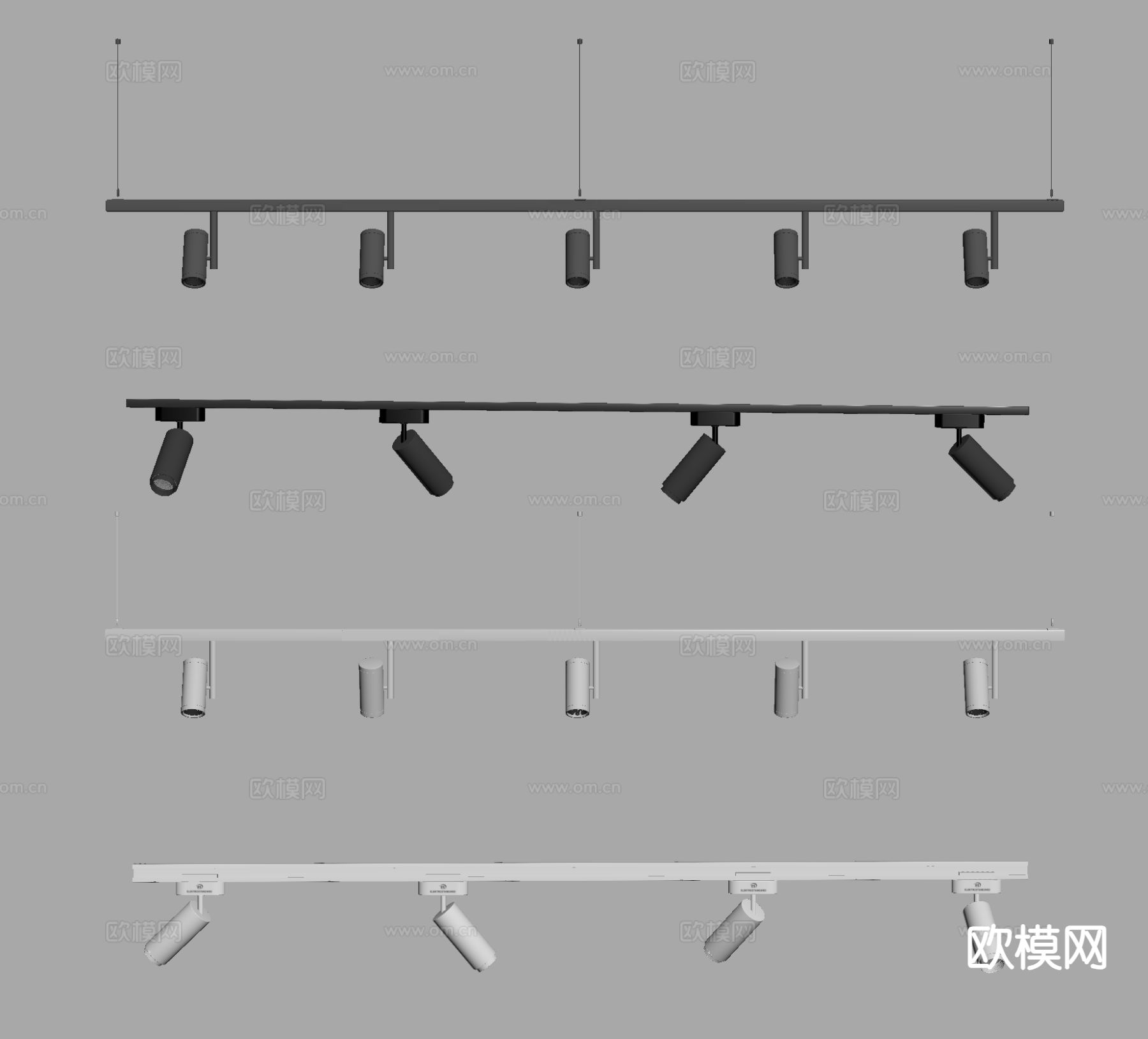 轨道射灯 筒灯射灯su模型