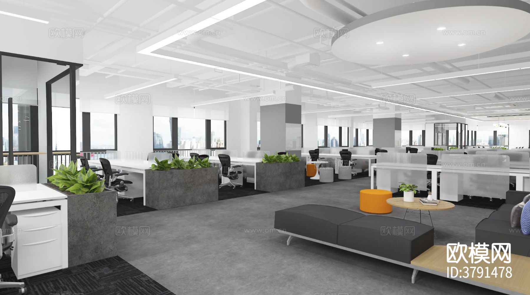 深圳研发办公室CAD施工图下载（渲染图3）