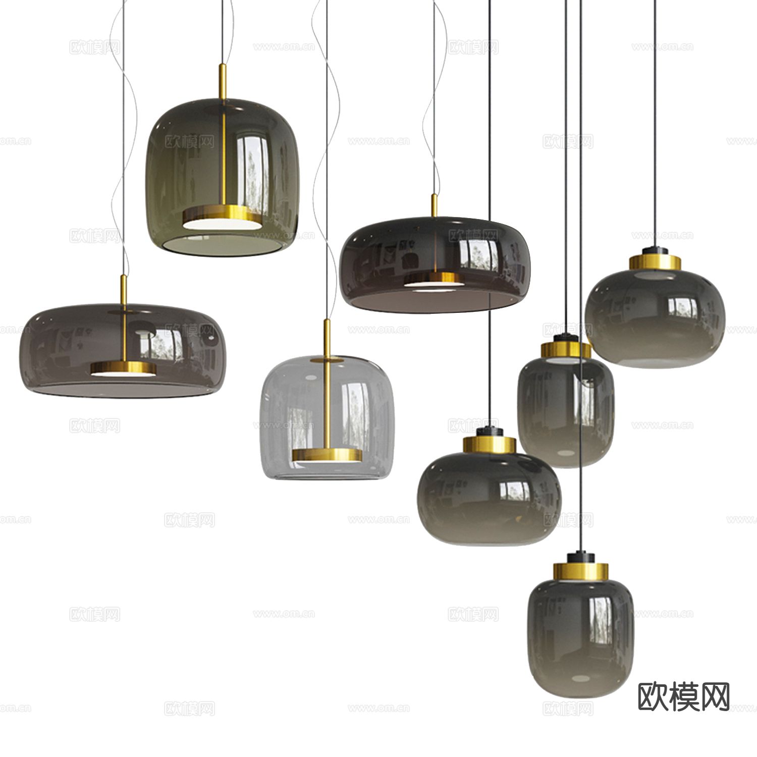 北欧玻璃吊灯3d模型下载