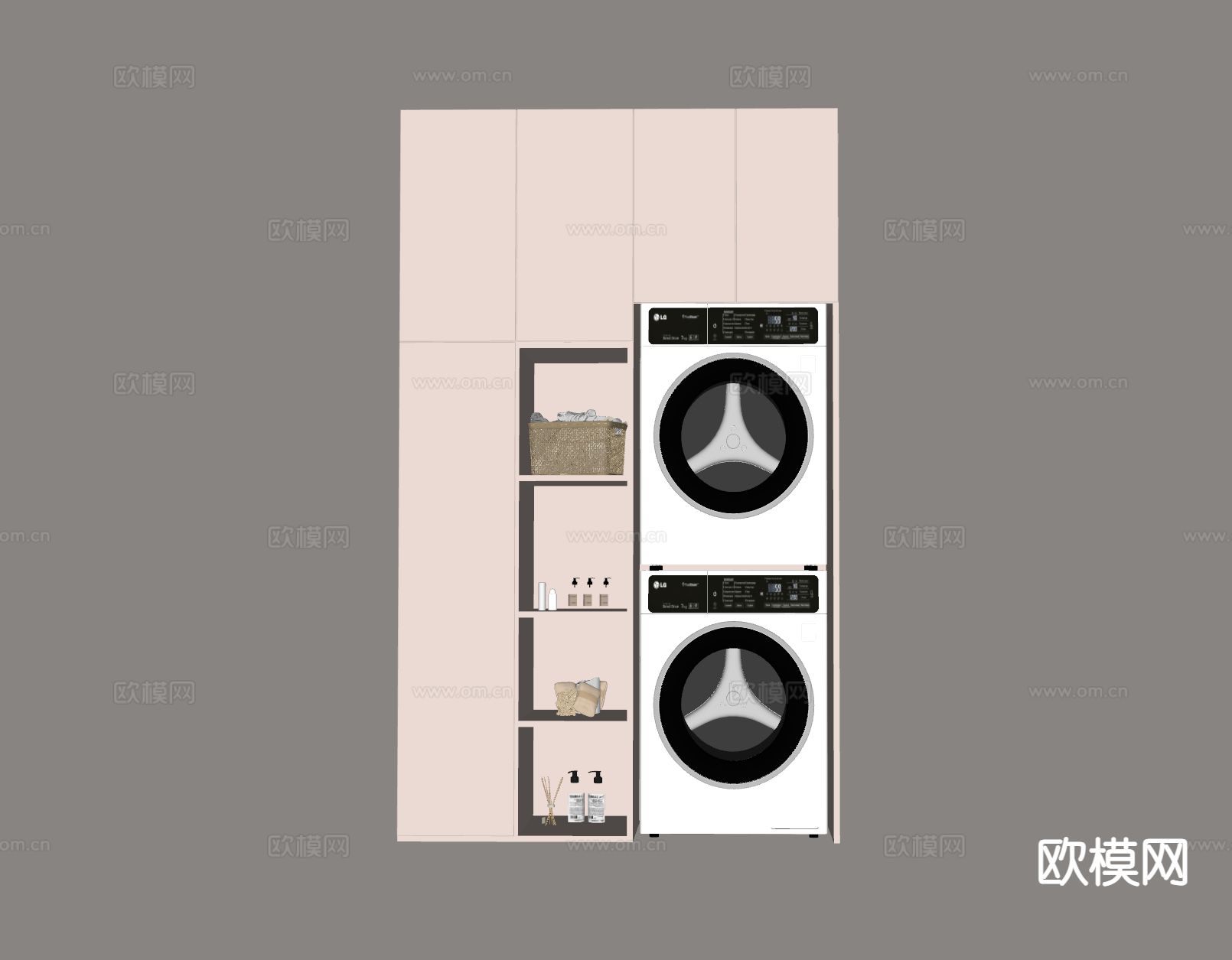 现代阳台柜 洗衣机柜su模型