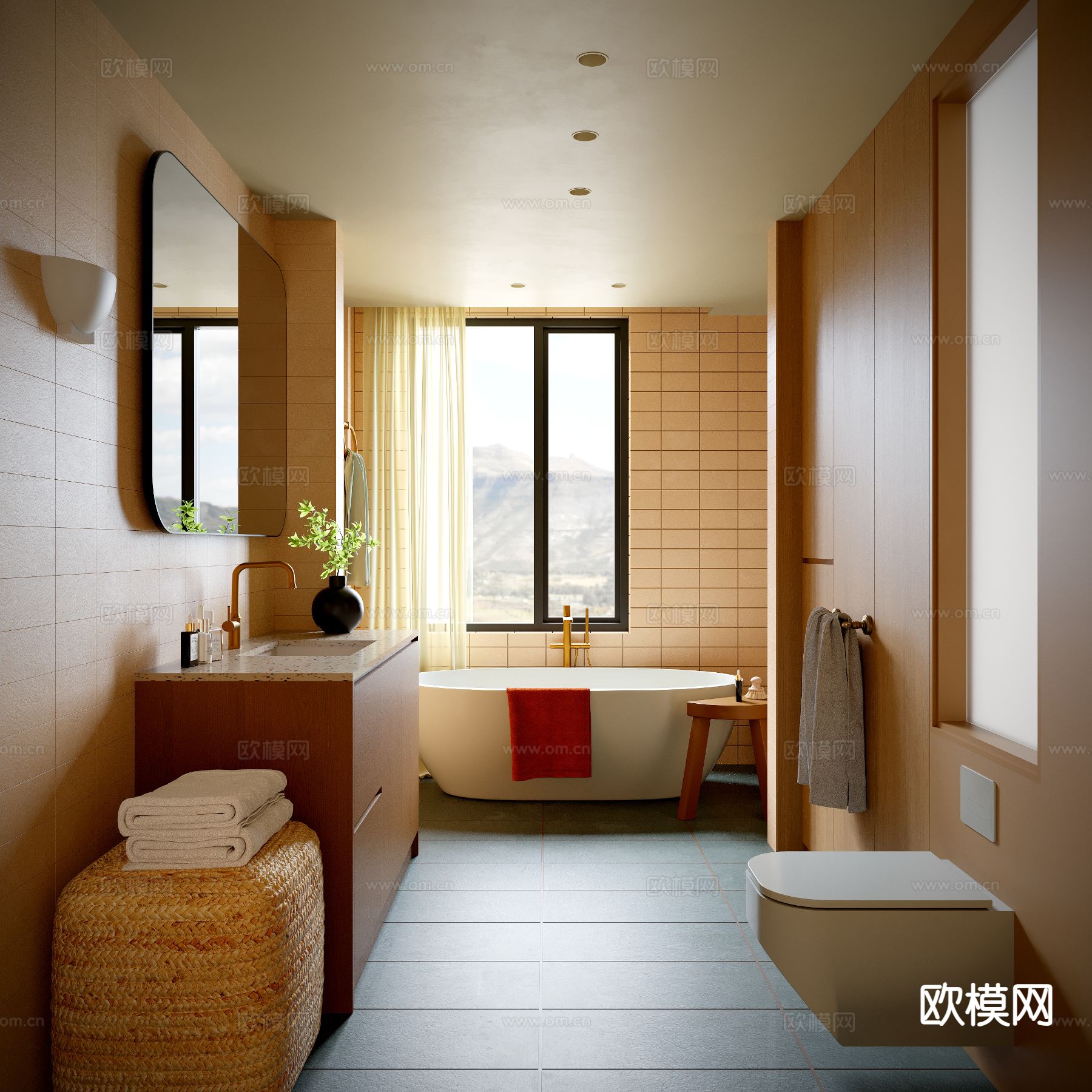 北欧卫生间 浴室su模型下载（渲染图4）