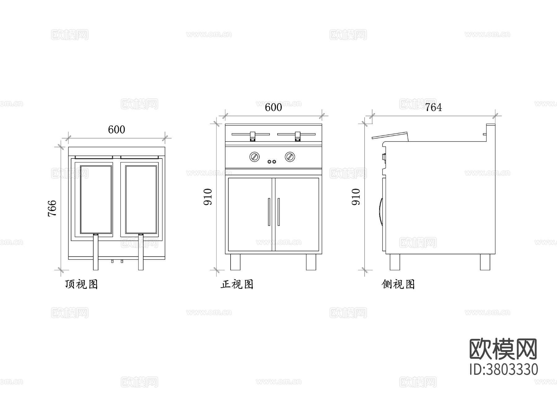 双层油炸锅平面图 双层油炸锅结构图 双层油炸锅布局图cad大样图