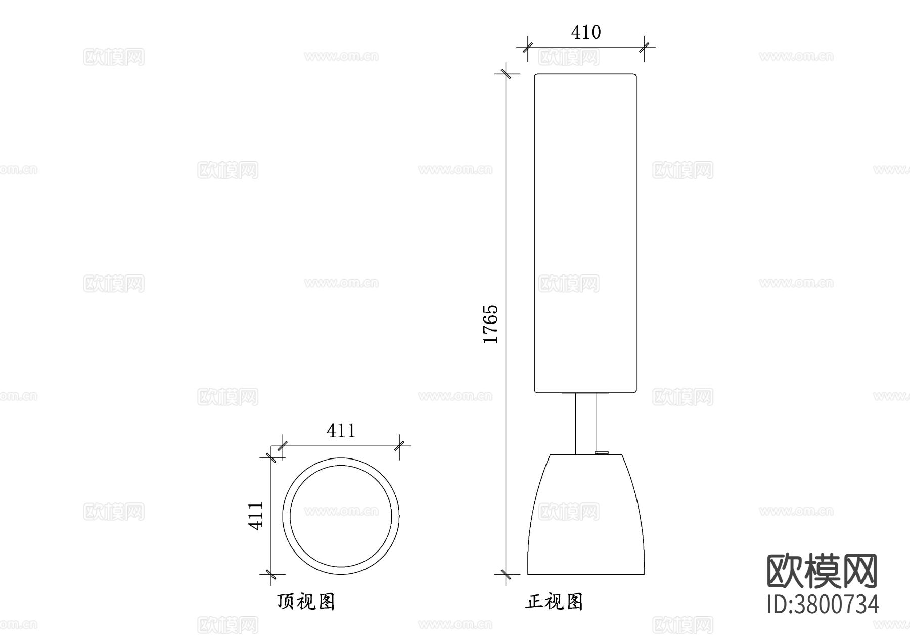 健身沙袋桩平面图 沙袋桩CAD三视图