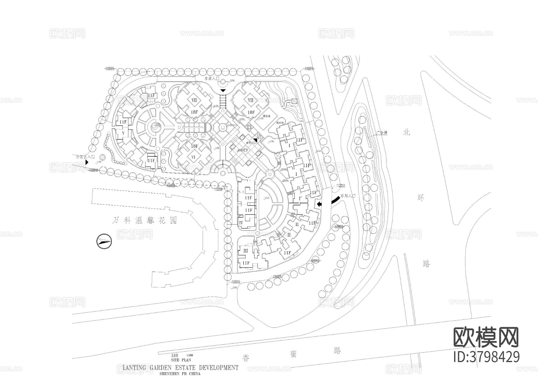 兰庭小区建筑CAD平面图下载