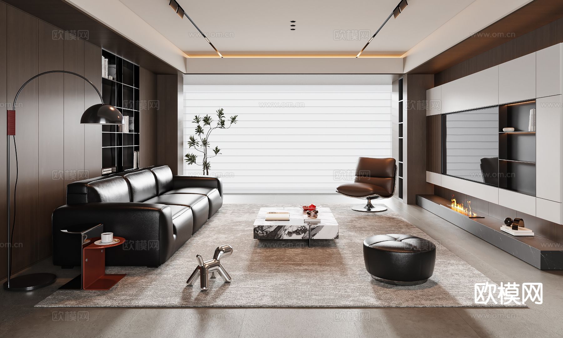 意式客厅3d模型下载（渲染图2）
