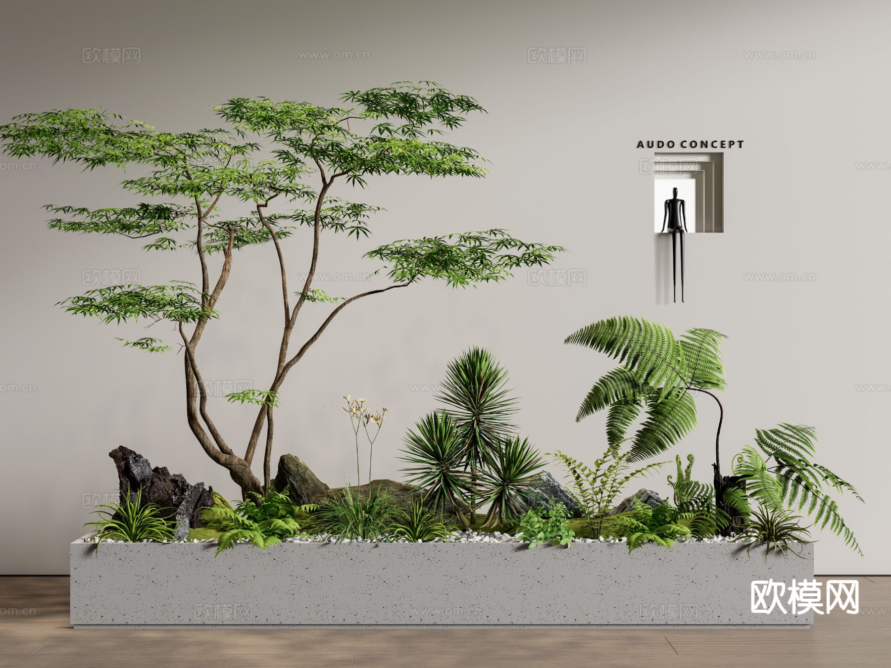 室内景观 景观造景 庭院小品 植物堆3d模型