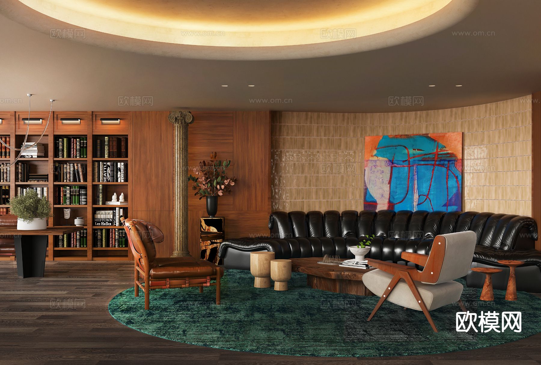 菲拉设计| 欧式古典客厅3d模型下载（渲染图1）