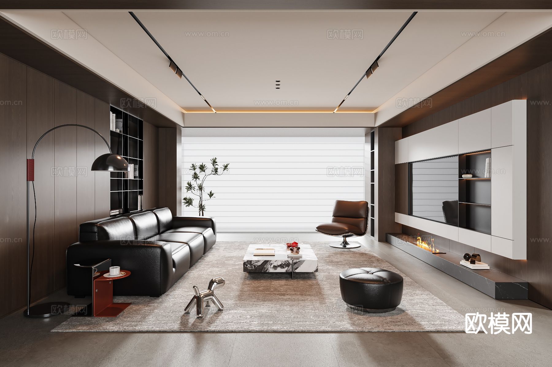 意式客厅3d模型下载（渲染图1）