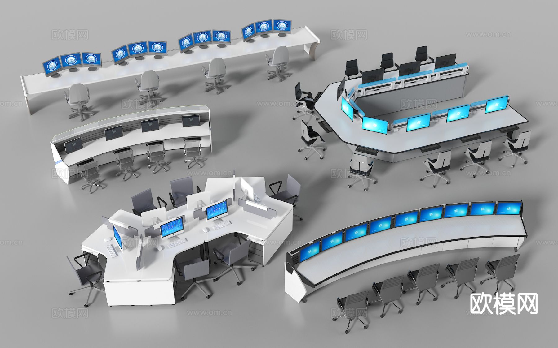现代工作台 调度桌 指挥桌su模型