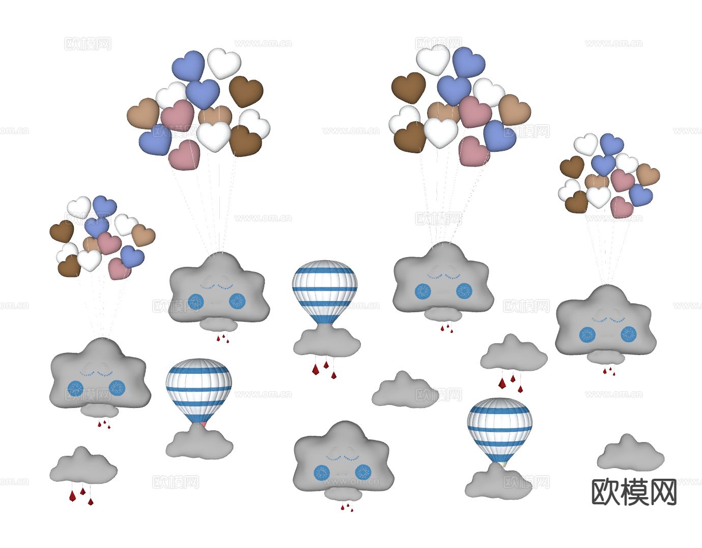 云朵墙饰 墙饰 挂件su模型