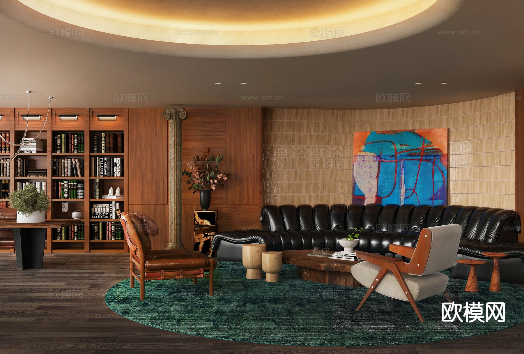 菲拉设计| 欧式古典客厅3d模型下载（渲染图2）