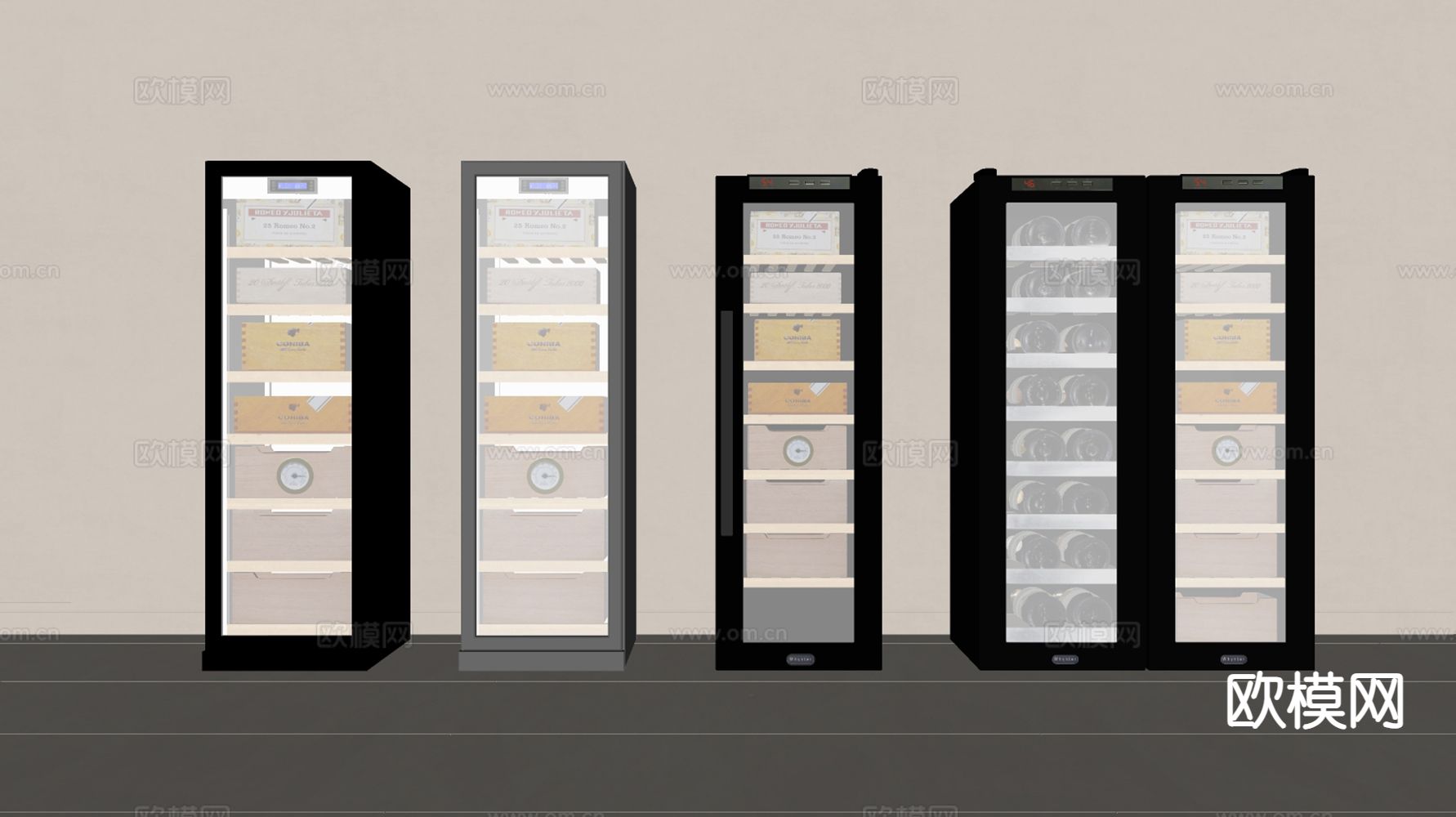 恒温雪茄柜 恒温冷藏柜 酒柜su模型