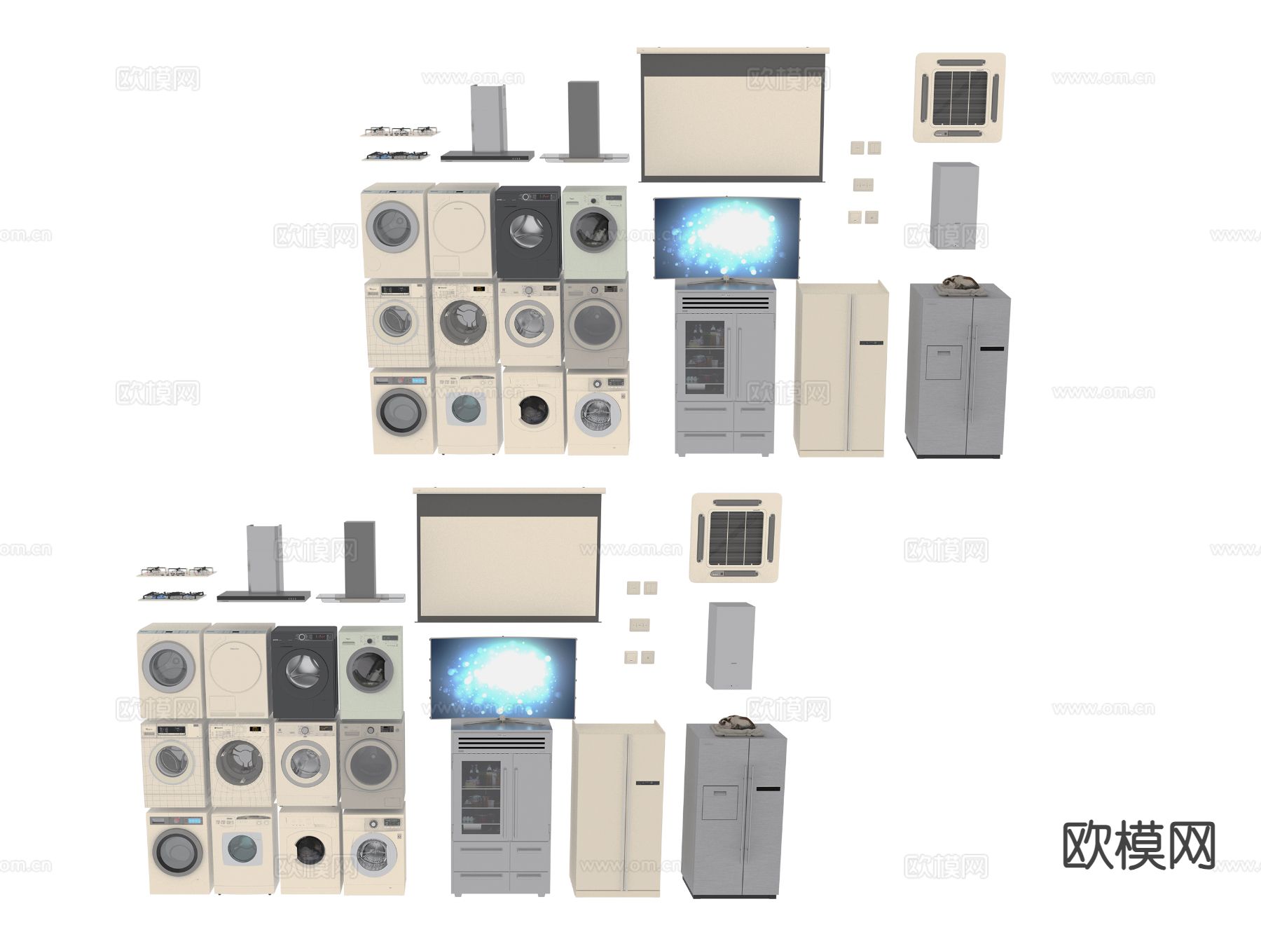 生活家电 洗衣机 冰箱3d模型