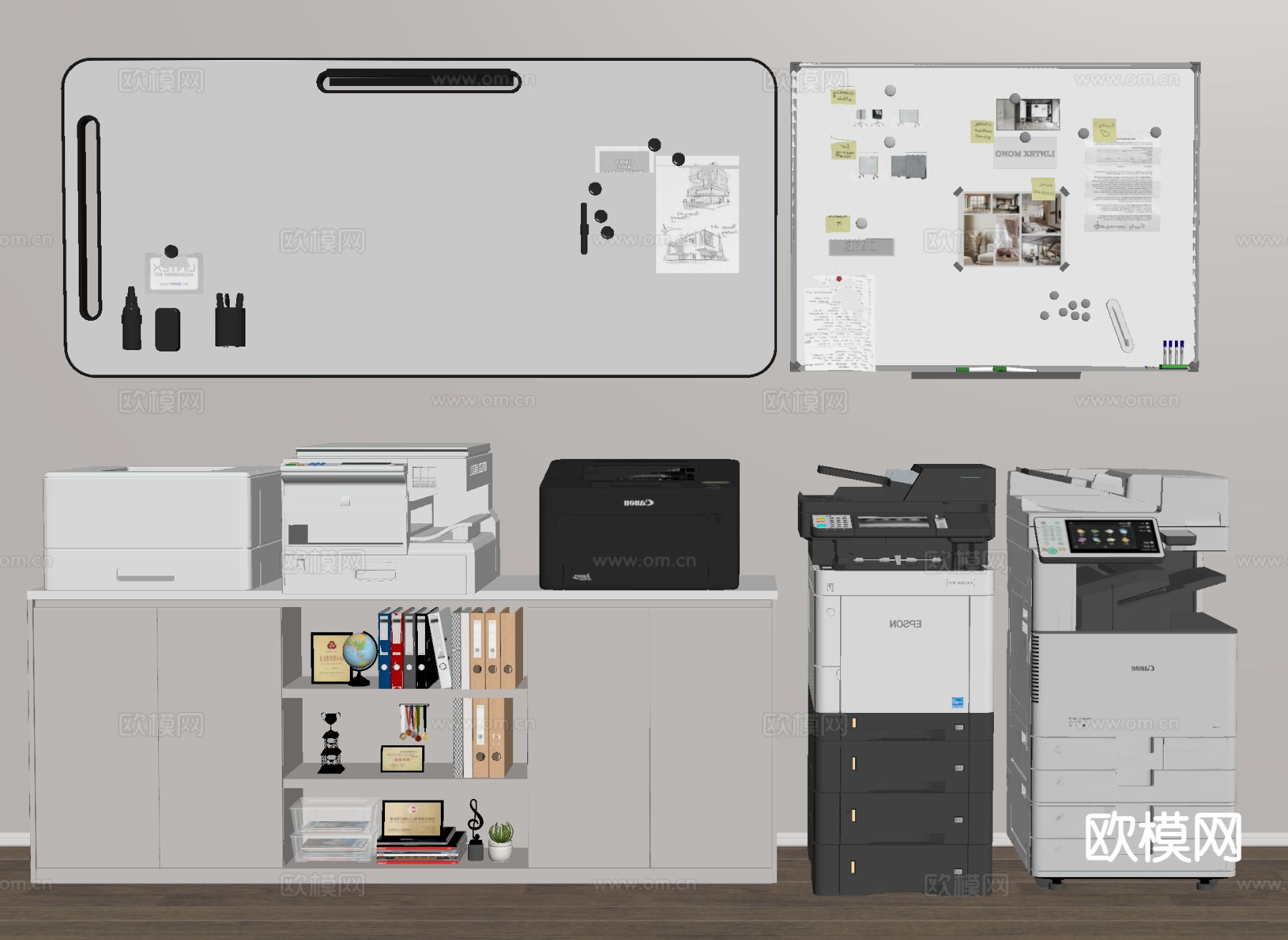 办公用品 打印机 文件柜 档案柜su模型